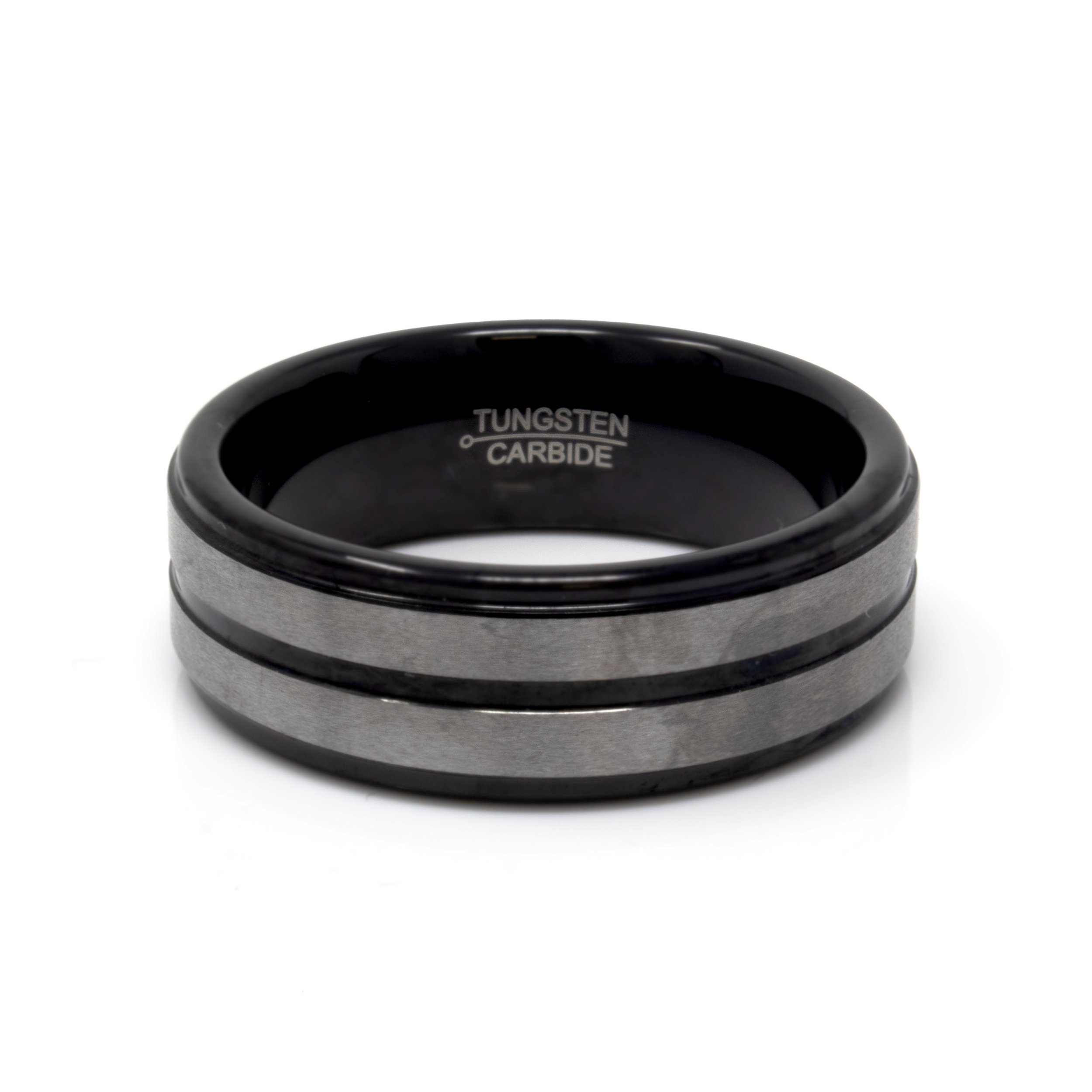 Tungsten Ring Size 10 - Black & Silver Ion Plated