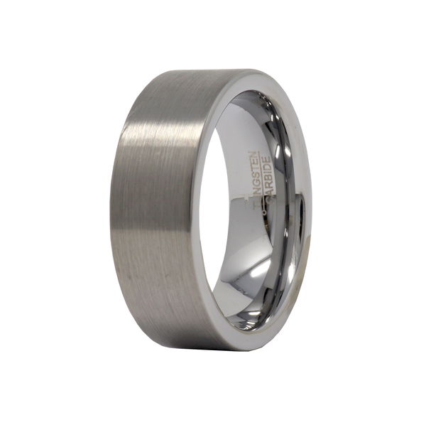 Closeup photo of Tungsten Ring Size 12 - 8mm Brushed Pipe Cut