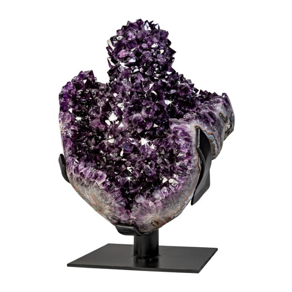 Closeup photo of Amethyst Crystal Stalactite Specimen On Custom Fitted Stand
