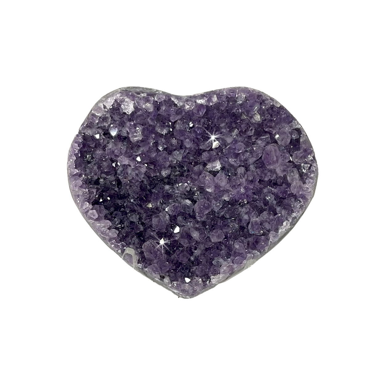 Amethyst Druze Heart in Lucite Stand