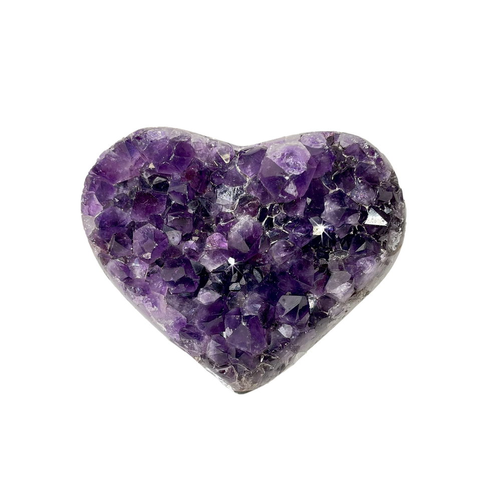 Shot of Amethyst Druze Heart in Lucite Cradle Stand