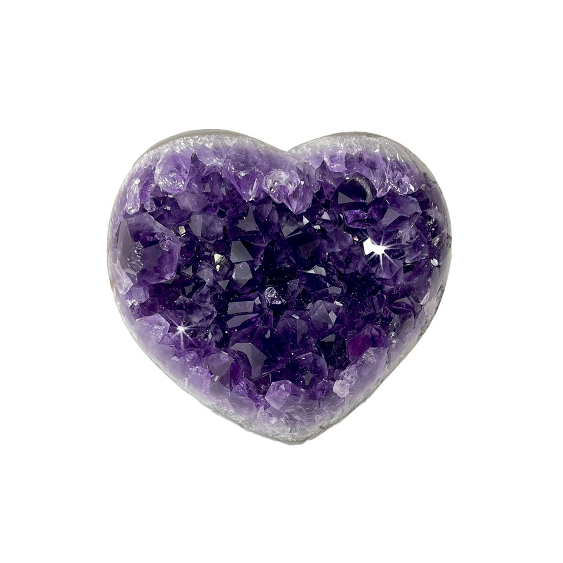 Amethyst Druze Heart in Lucite Cradle Stand