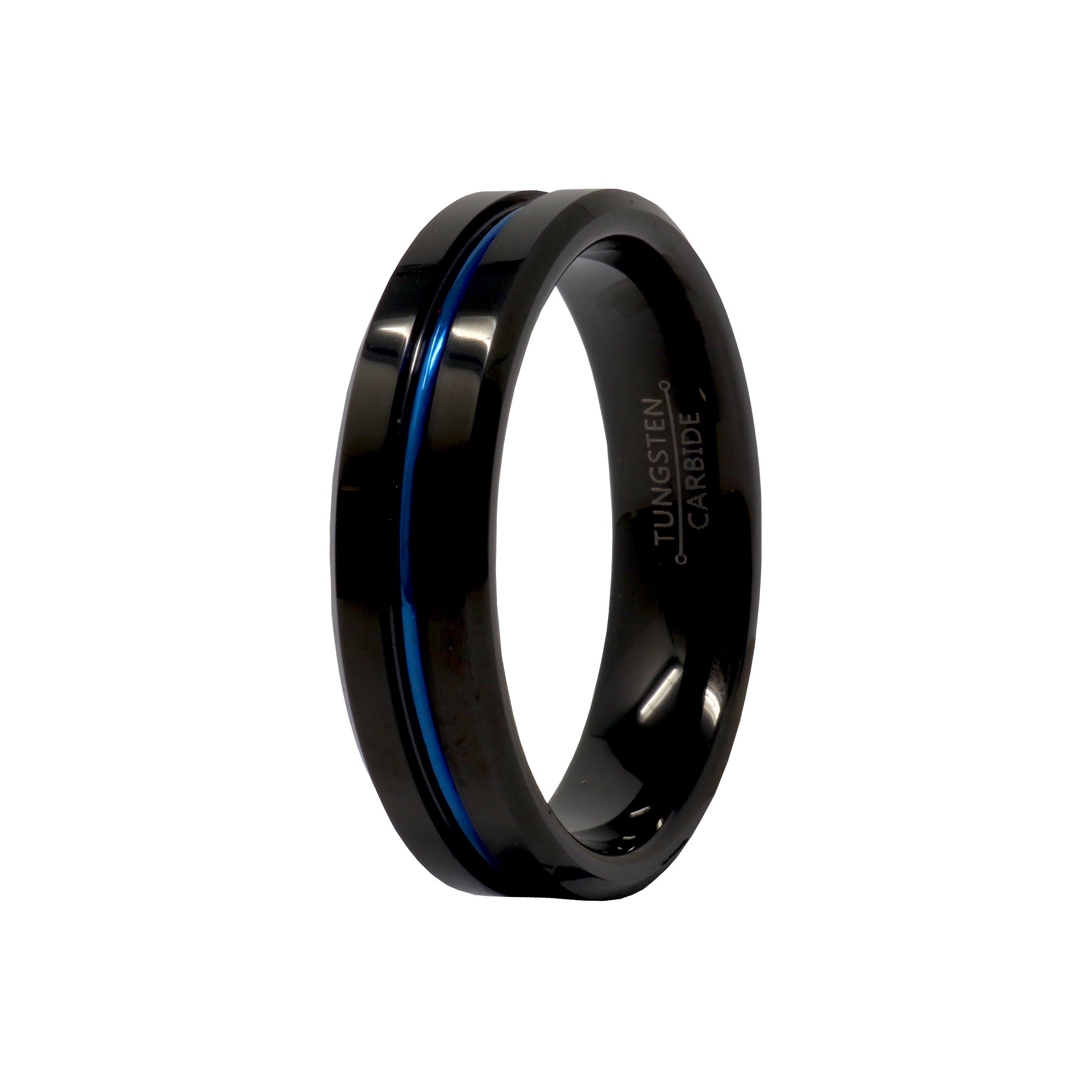 Tungsten Ring Size 10.5 With Blue Groove 6mm