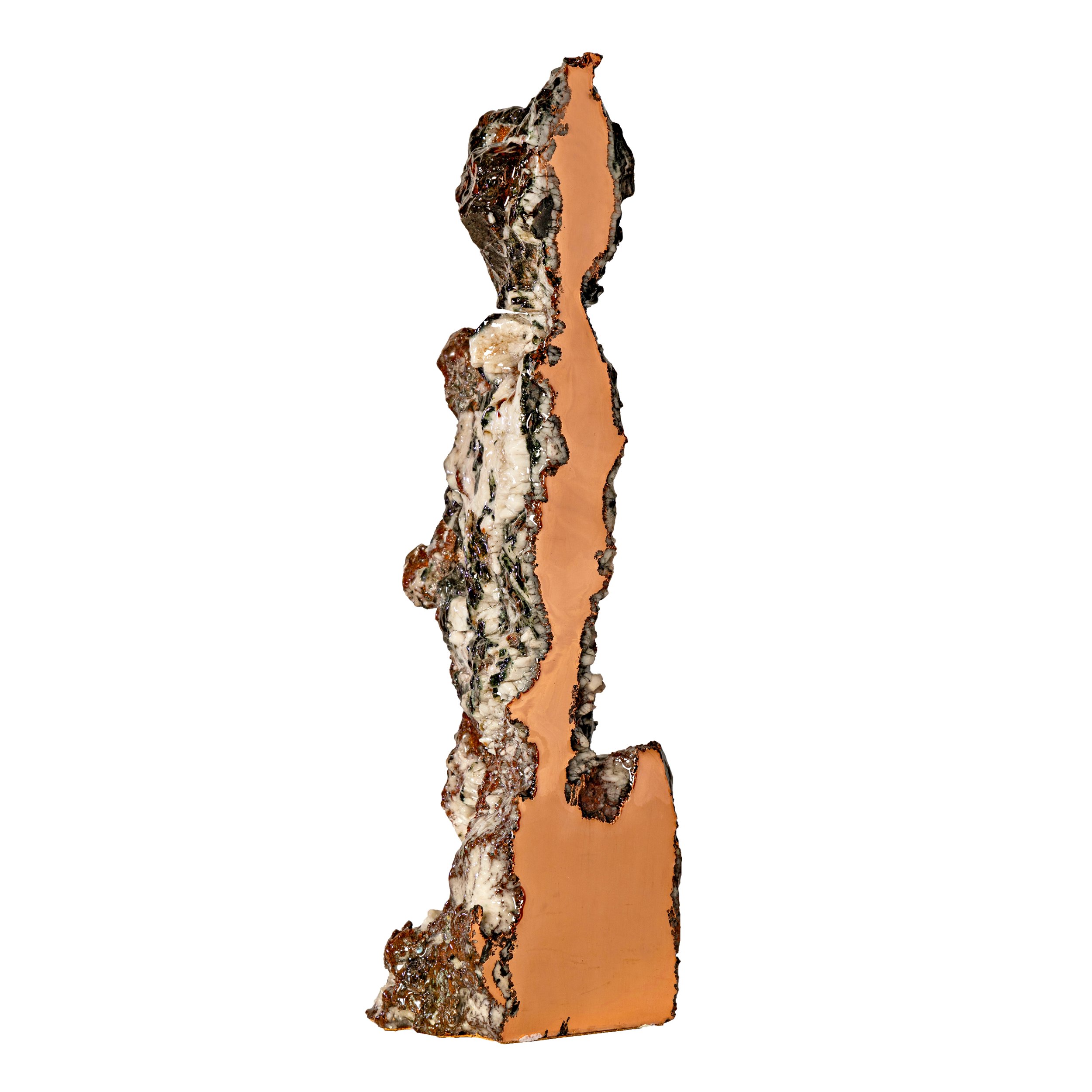 Michigan Copper Vein & Quartz Sculpture With Cut Base