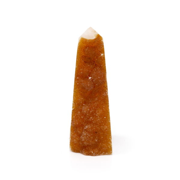 Closeup photo of Citrine Druze Obelisk