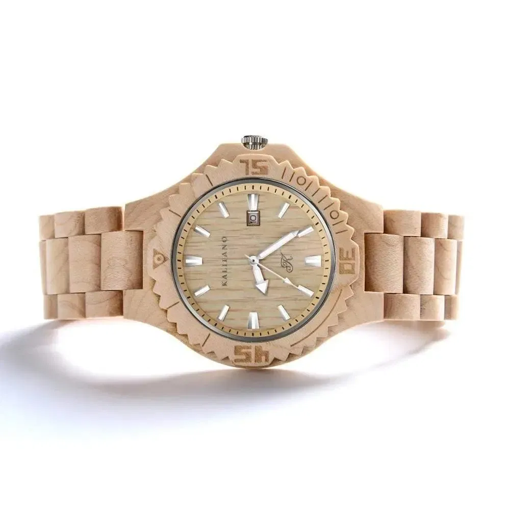 Shot of Maple Wood Explore Watch with Bamboo Box