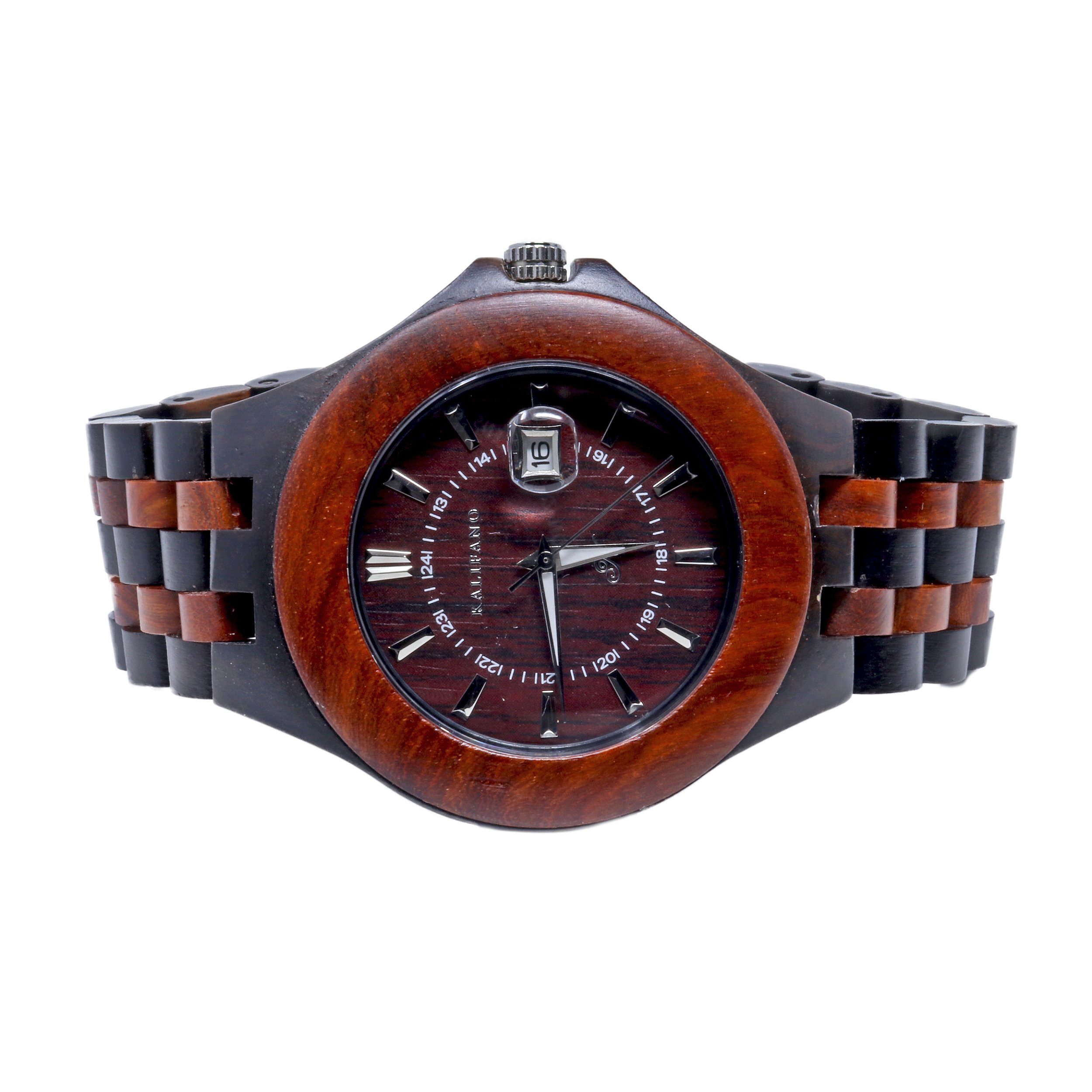 Black & Red Sandalwood Watch With Bamboo Box