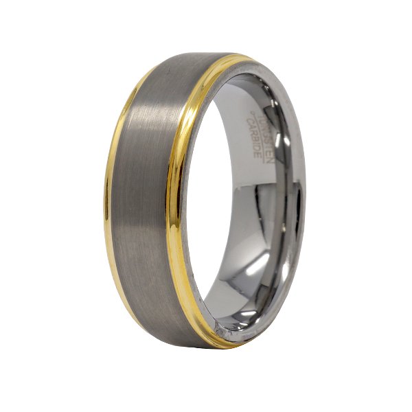 Closeup photo of Tungsten Ring Size 10.5 With Gold Step 8mm