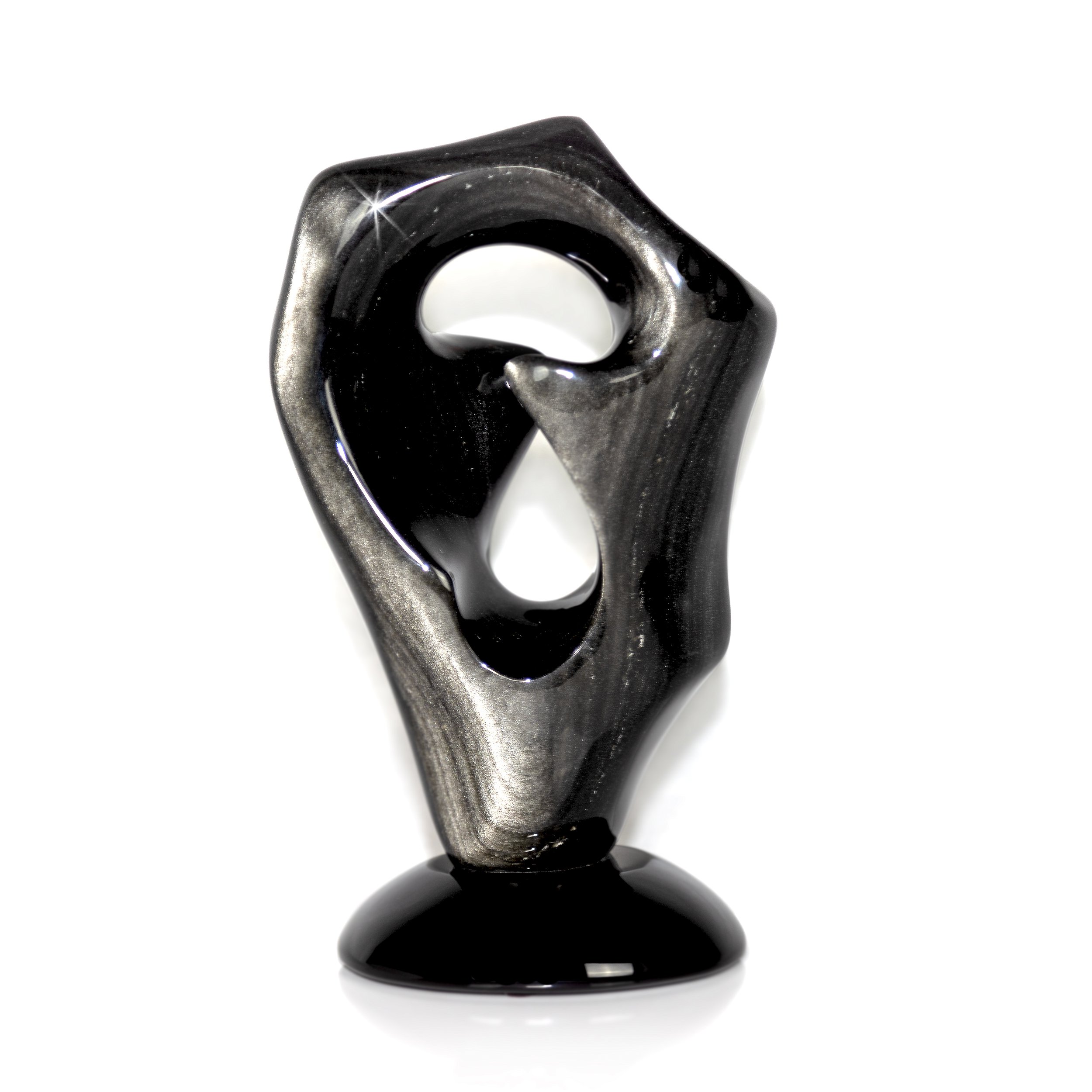 Silver Sheen Obsidian Sculpture