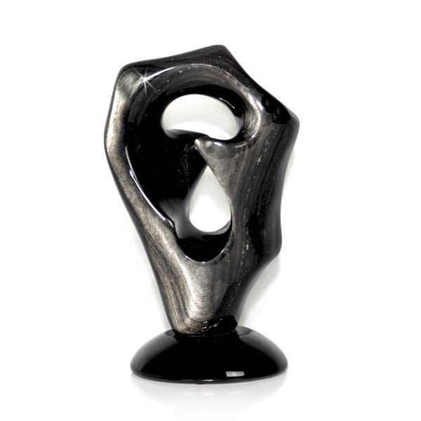 Closeup photo of Silver Sheen Obsidian Sculpture