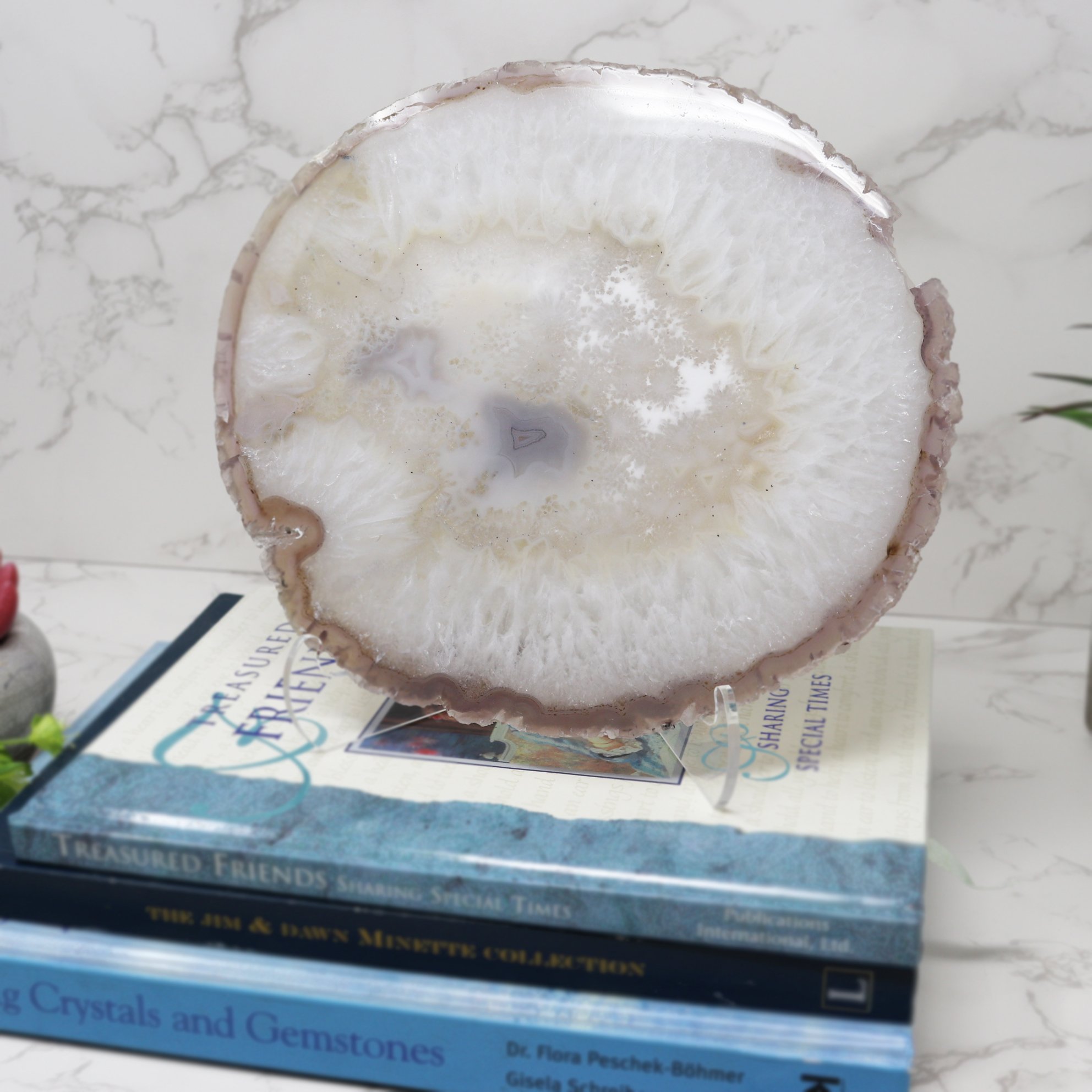 Agate Slice On Lucite Easel