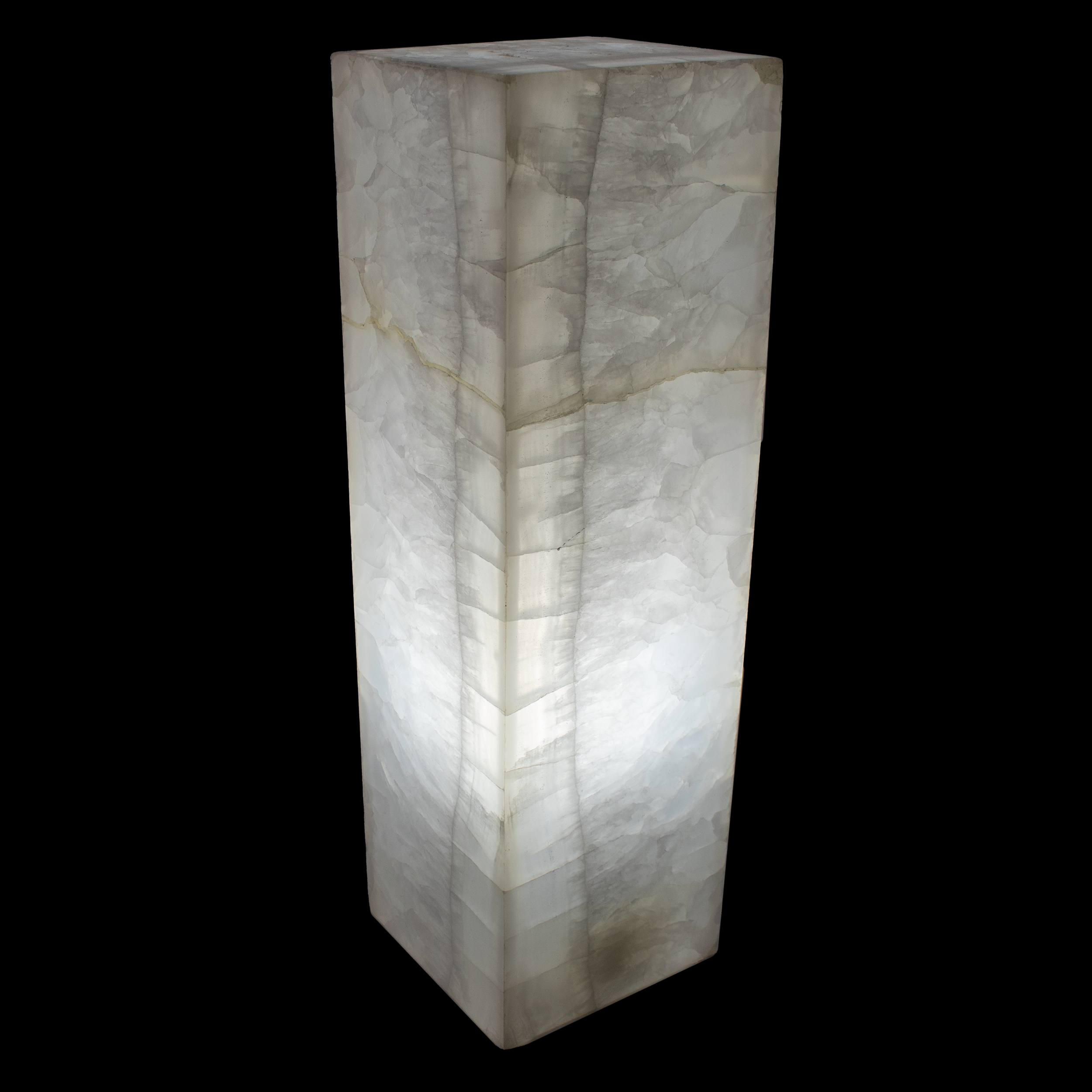 Ice White Onyx Luminary Pedestal