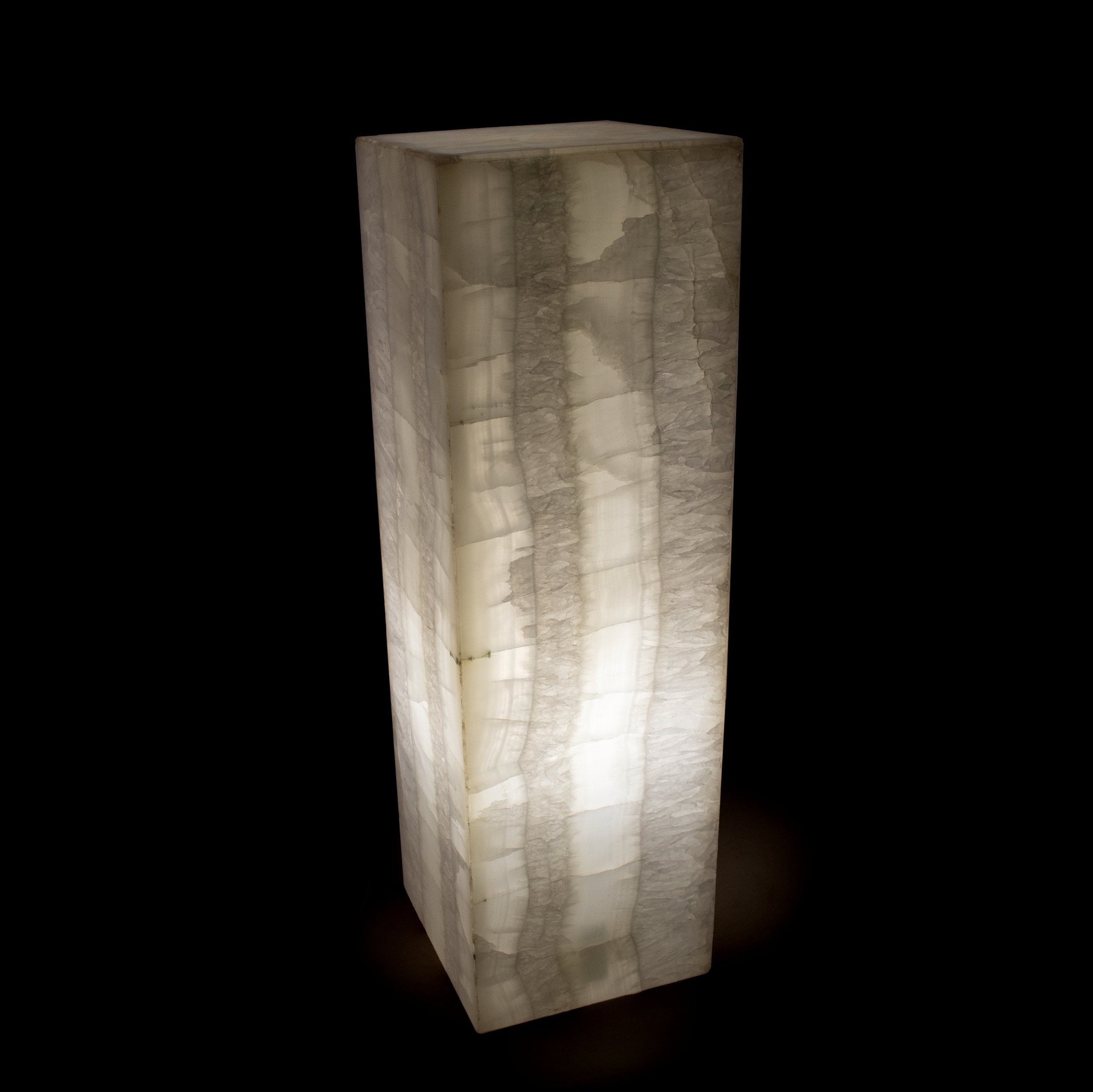 Ice White Square Onyx Luminary Pedestal