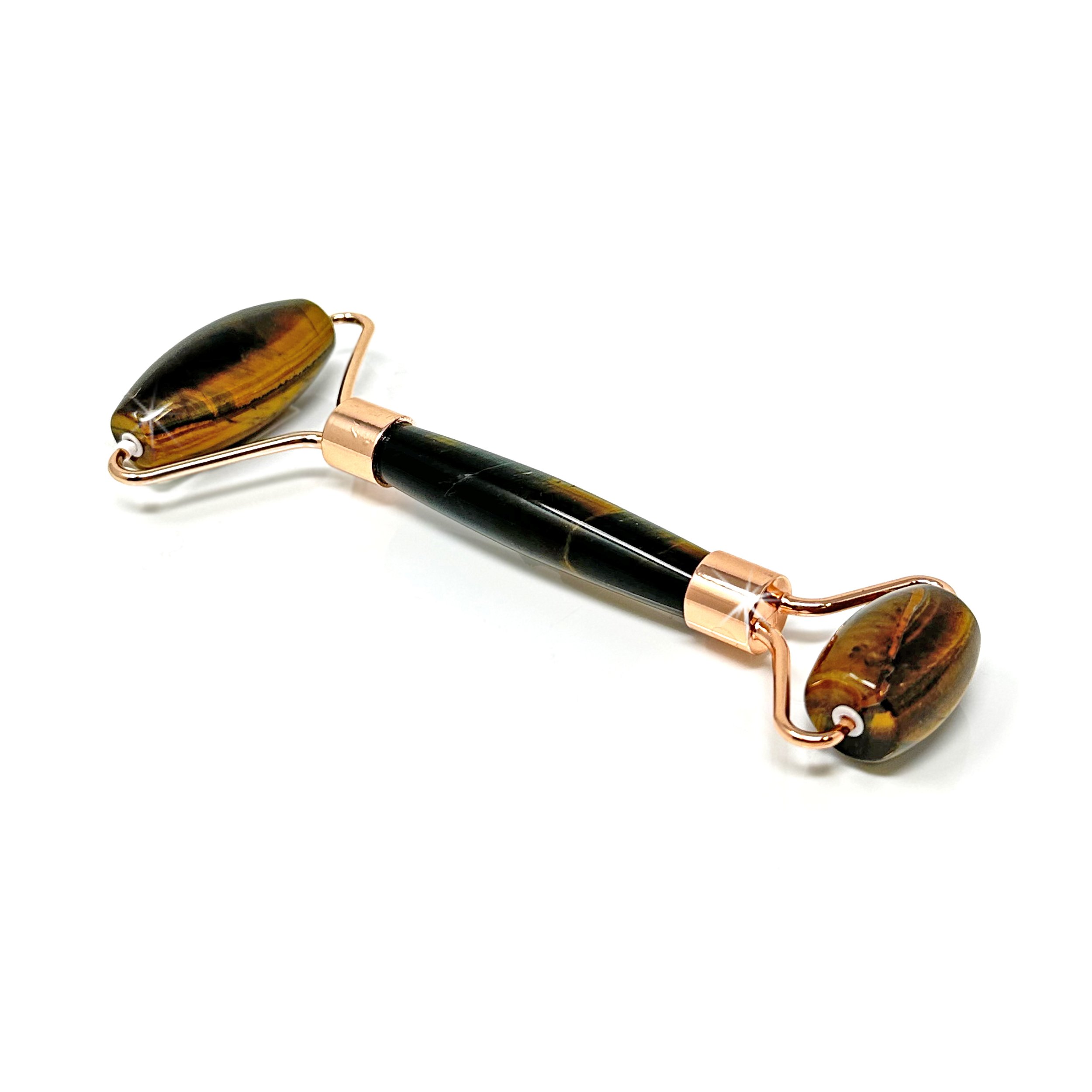 Blue Tigers Eye Facial Roller with Rose Gold Hardware