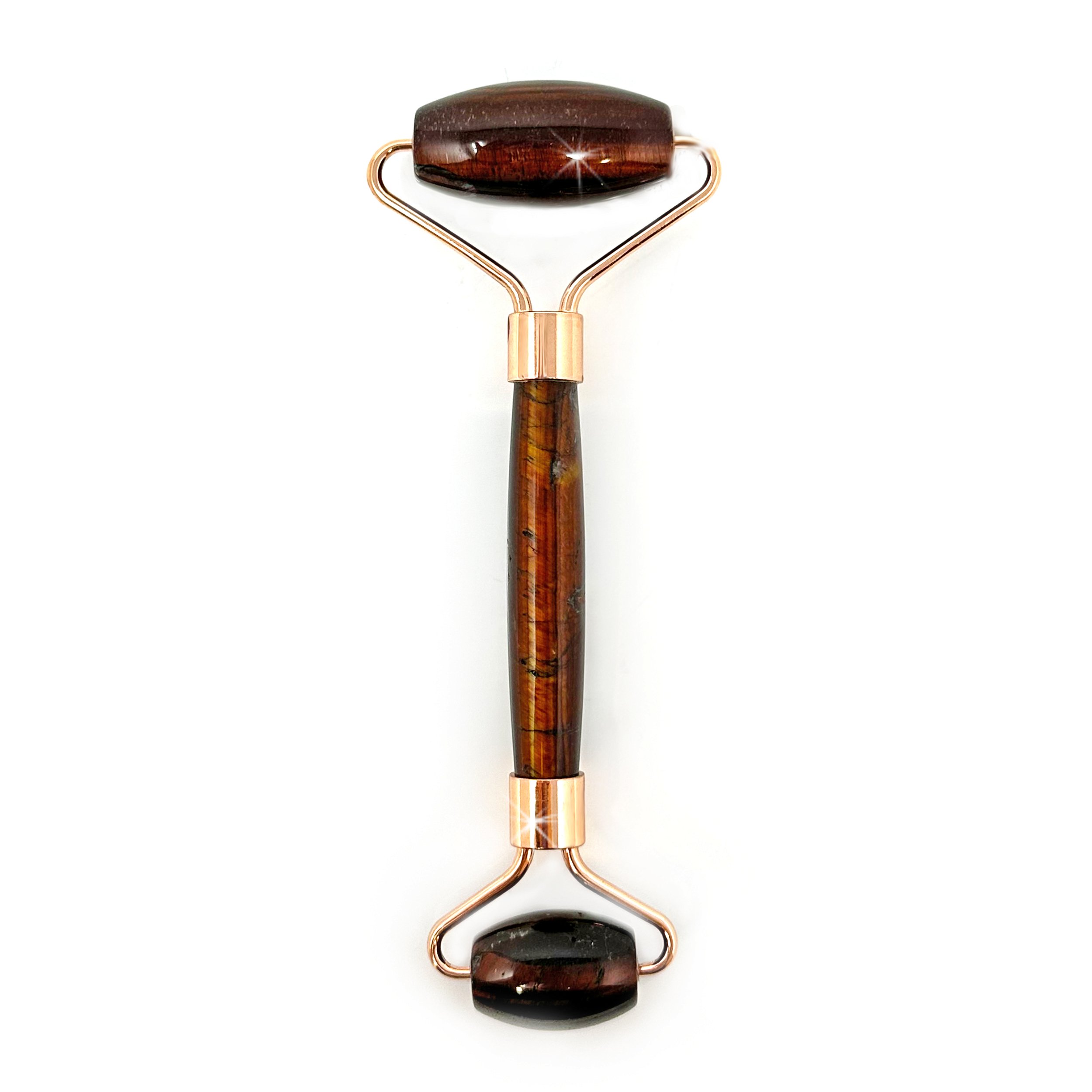 Red Tigers Eye Facial Roller with Rose Gold Hardware