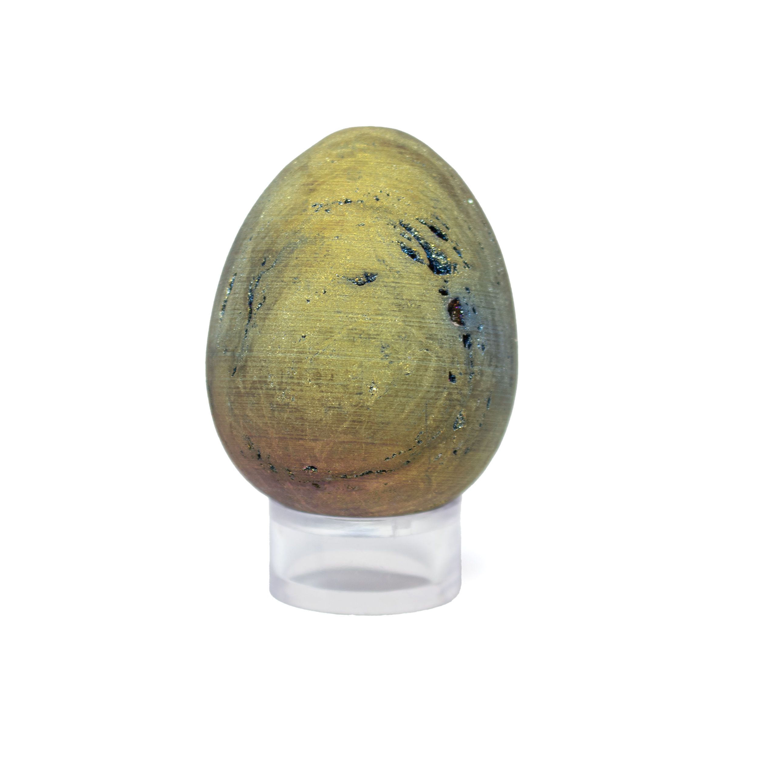 Experience a burst of color and crystal magic with our Rainbow Titanium Druze Egg, hand-carved from natural mineral and finished with a shimmering titanium aura. The druzy surface sparkles in brilliant shades of purple, blue, gold, and teal, creating a vibrant, otherworldly glow that captivates from every angle.Each egg is entirely unique, making it a standout addition to any crystal collection, meditation space, or decorative display. Celebrated for its uplifting energy, Rainbow Titanium Druze is believed to inspire joy, vitality, and transformation—offering both aesthetic beauty and metaphysical charm in one radiant piece. Rainbow Titanium Druze Egg