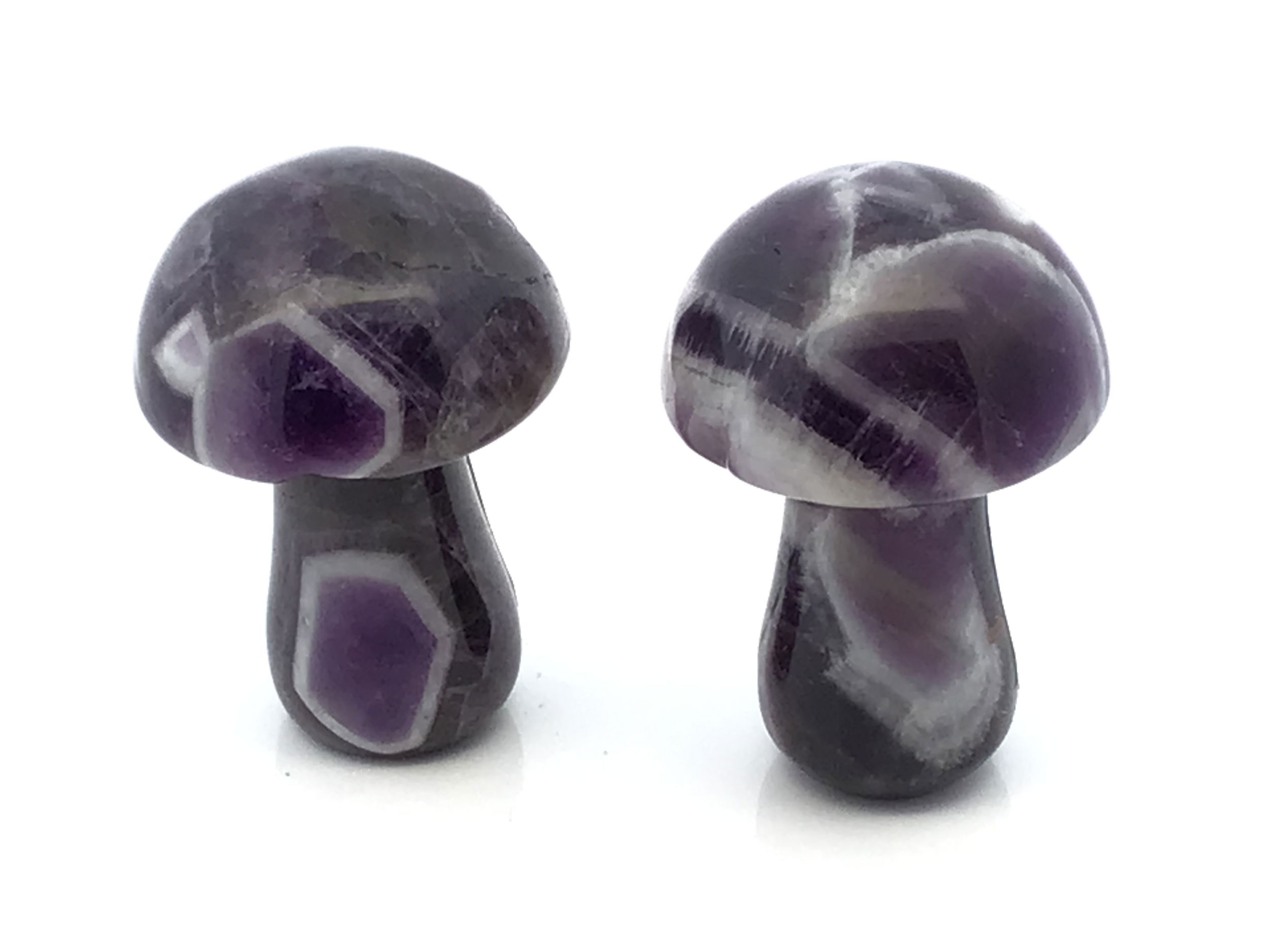 Chevron Amethyst Carved Mushroom