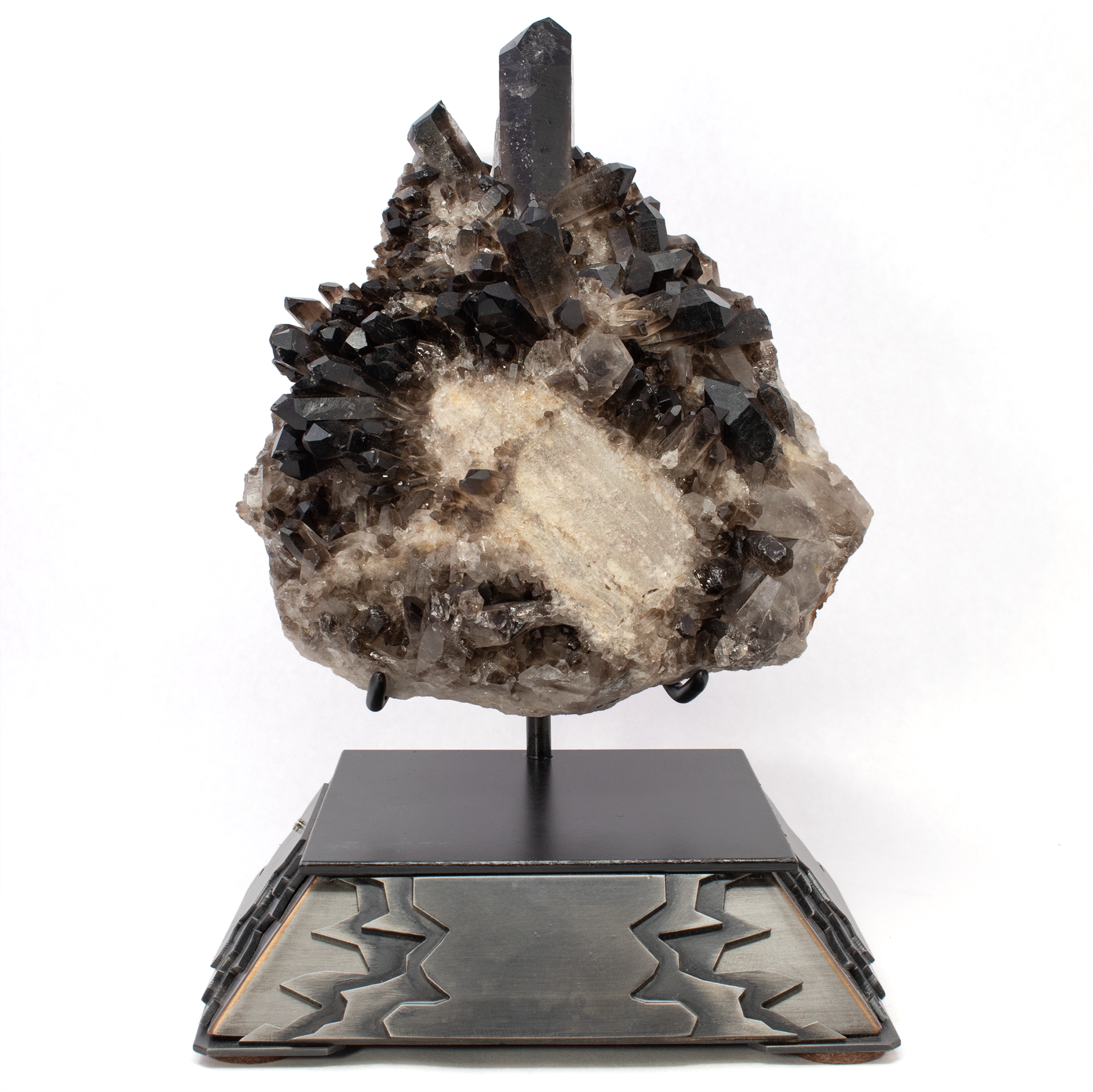 Smoky Quartz Cluster on Custom Stand