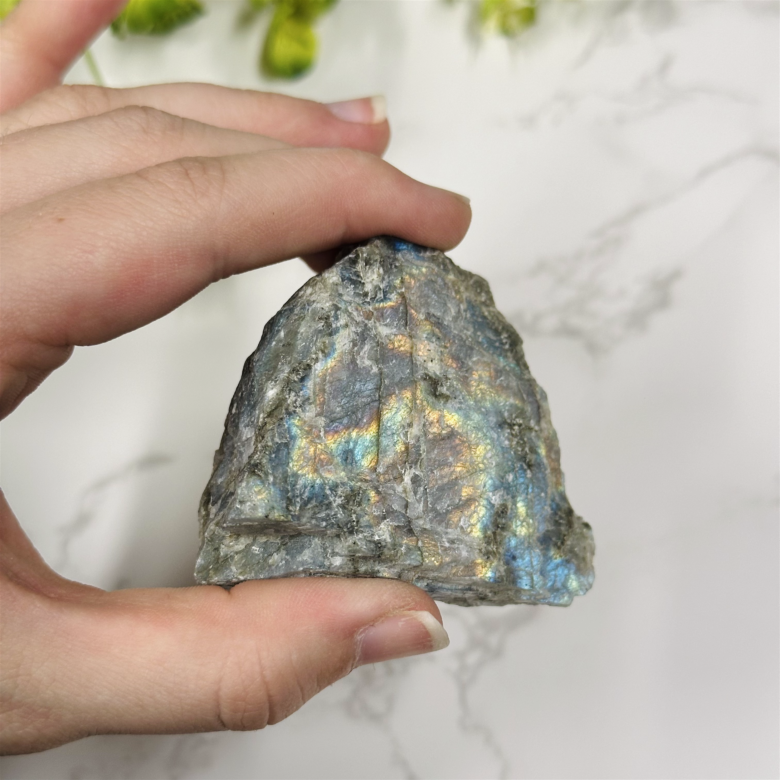 High Quality Labradorite Specimen with Natural Edge (Free Stand with Purchase)