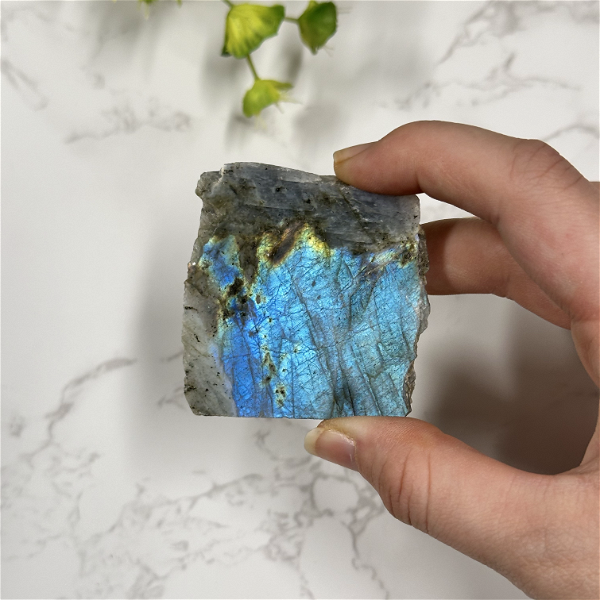 Closeup photo of Labradorite Specimen with Natural Edge (Free Stand with Purchase)