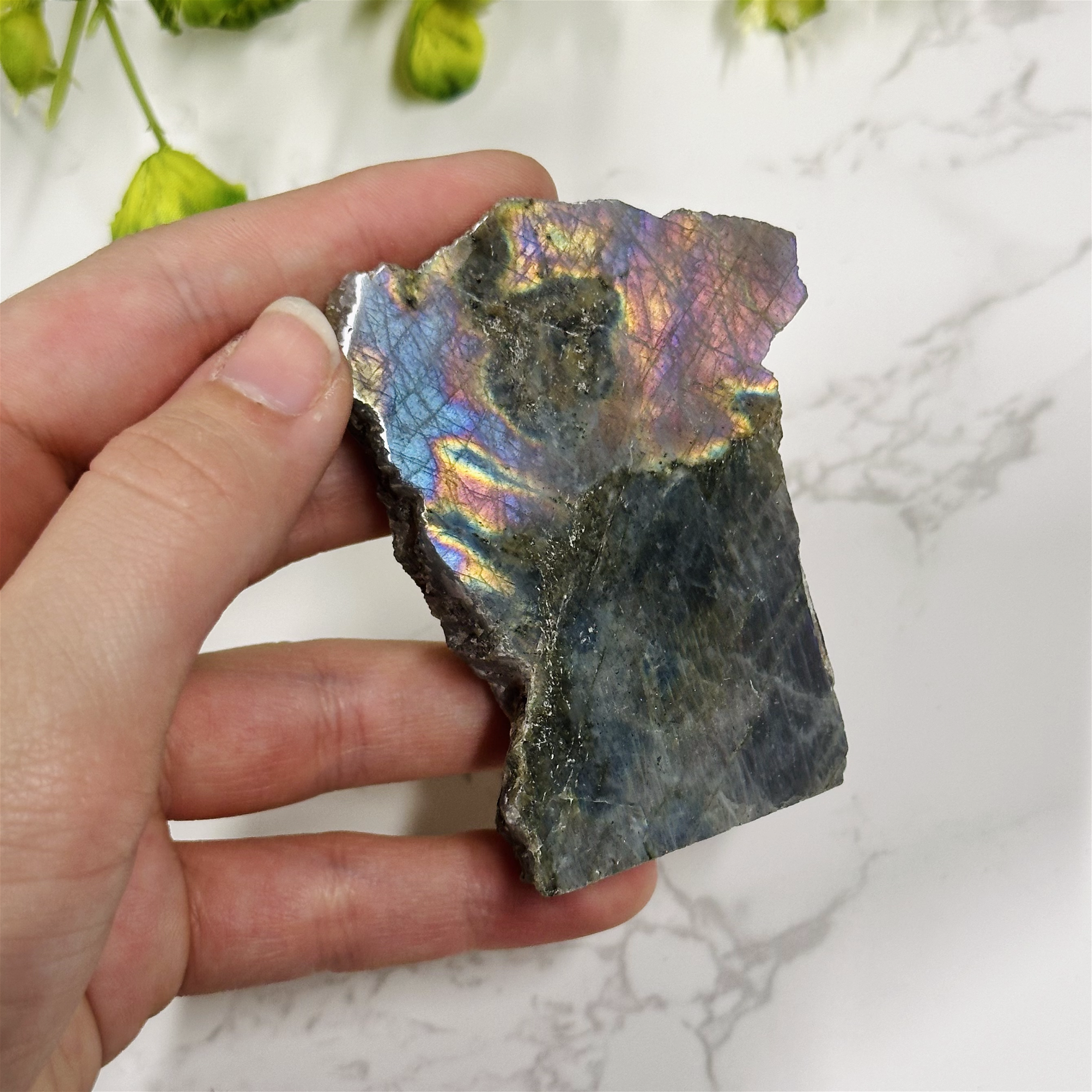 Labradorite Specimen with Natural Edge (Free Stand with Purchase)