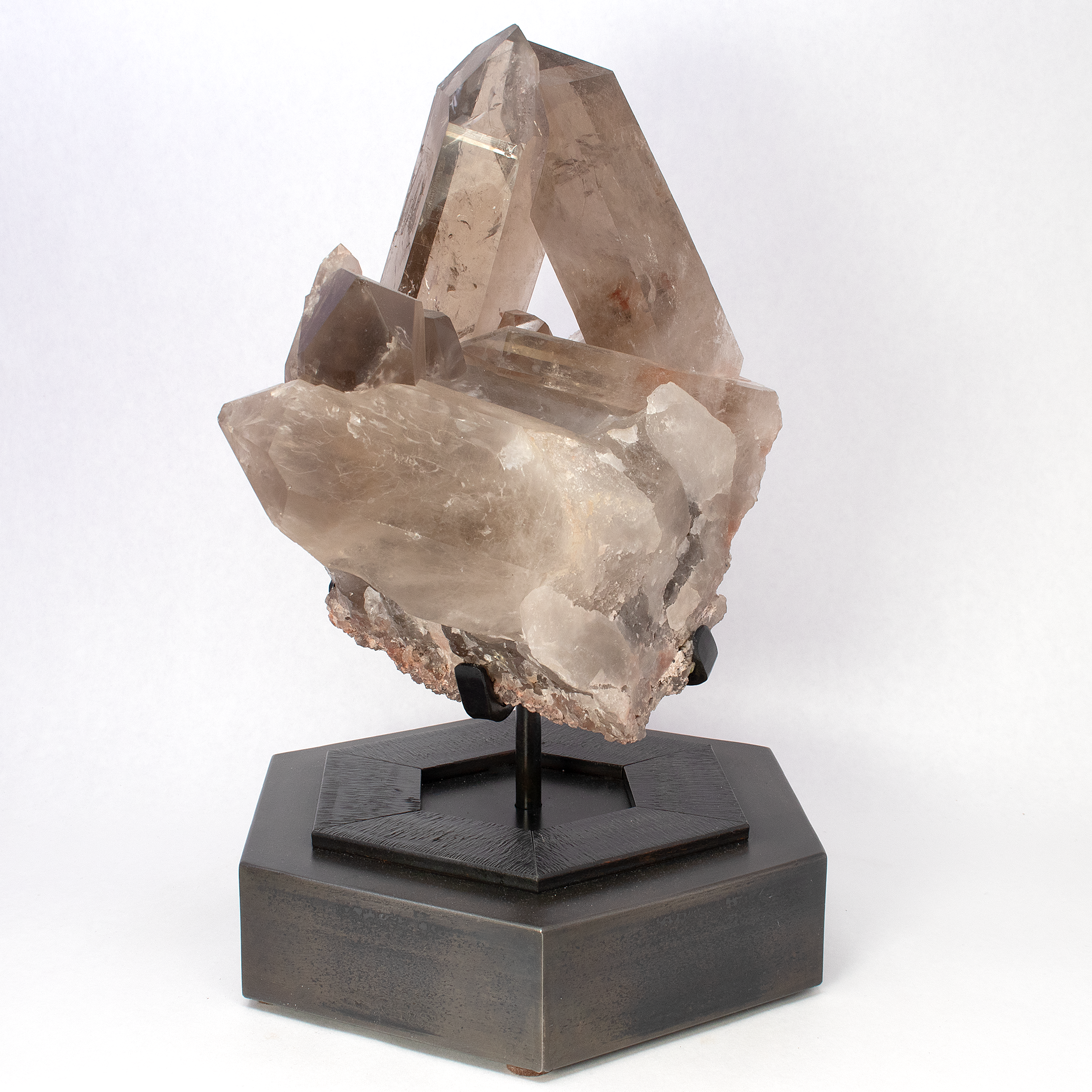 Smoky Quartz Cluster on Custom Stand