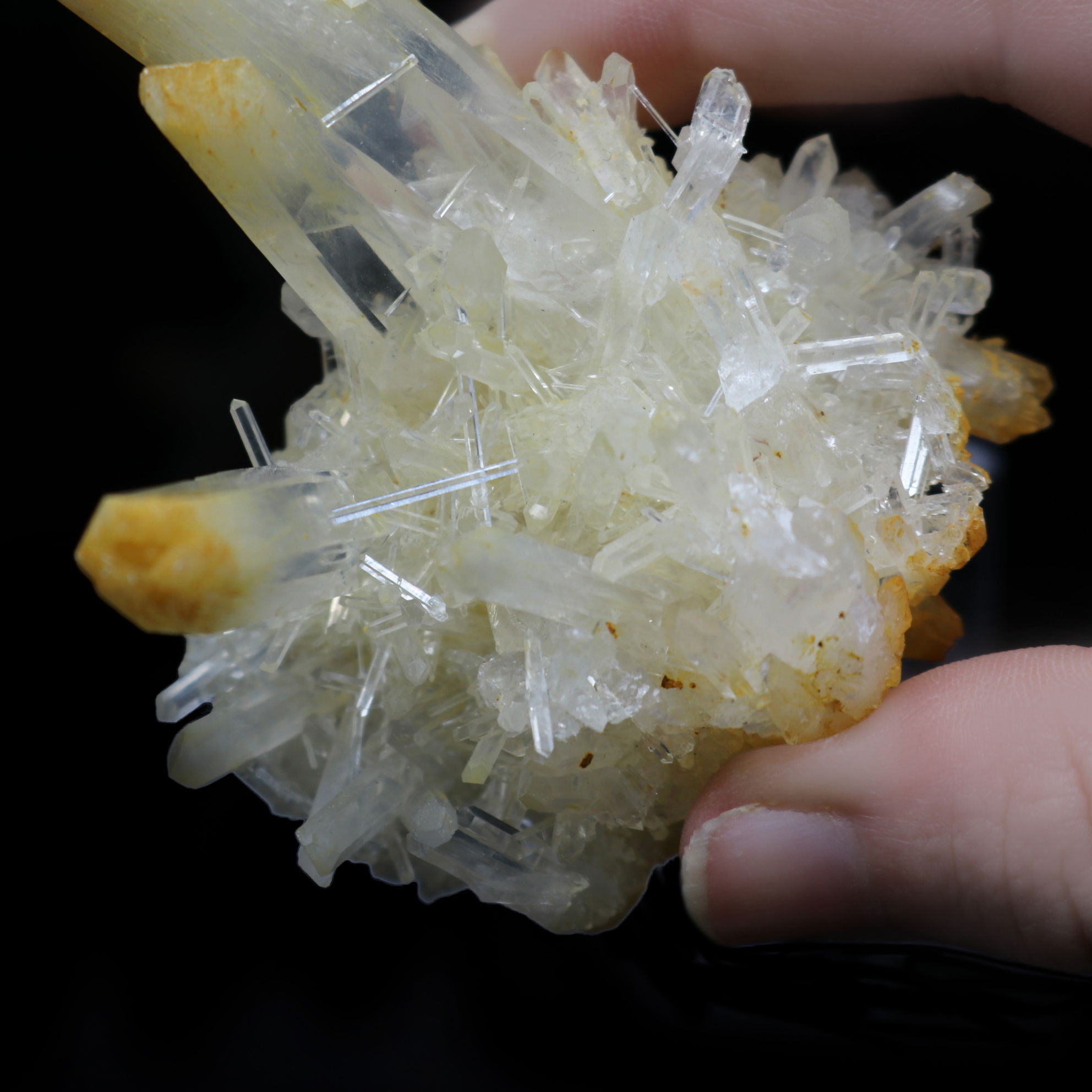 Mango Quartz Cluster on Acrylic Stand from Colombia