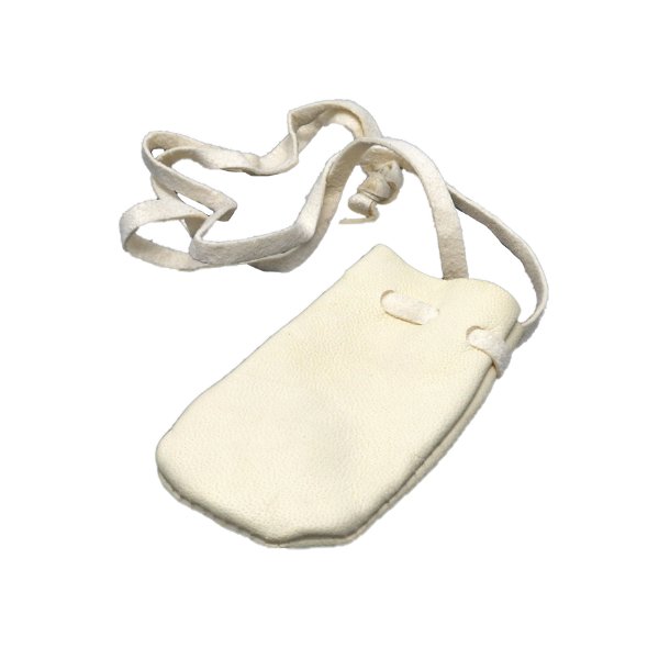 Closeup photo of White Leather Pouch