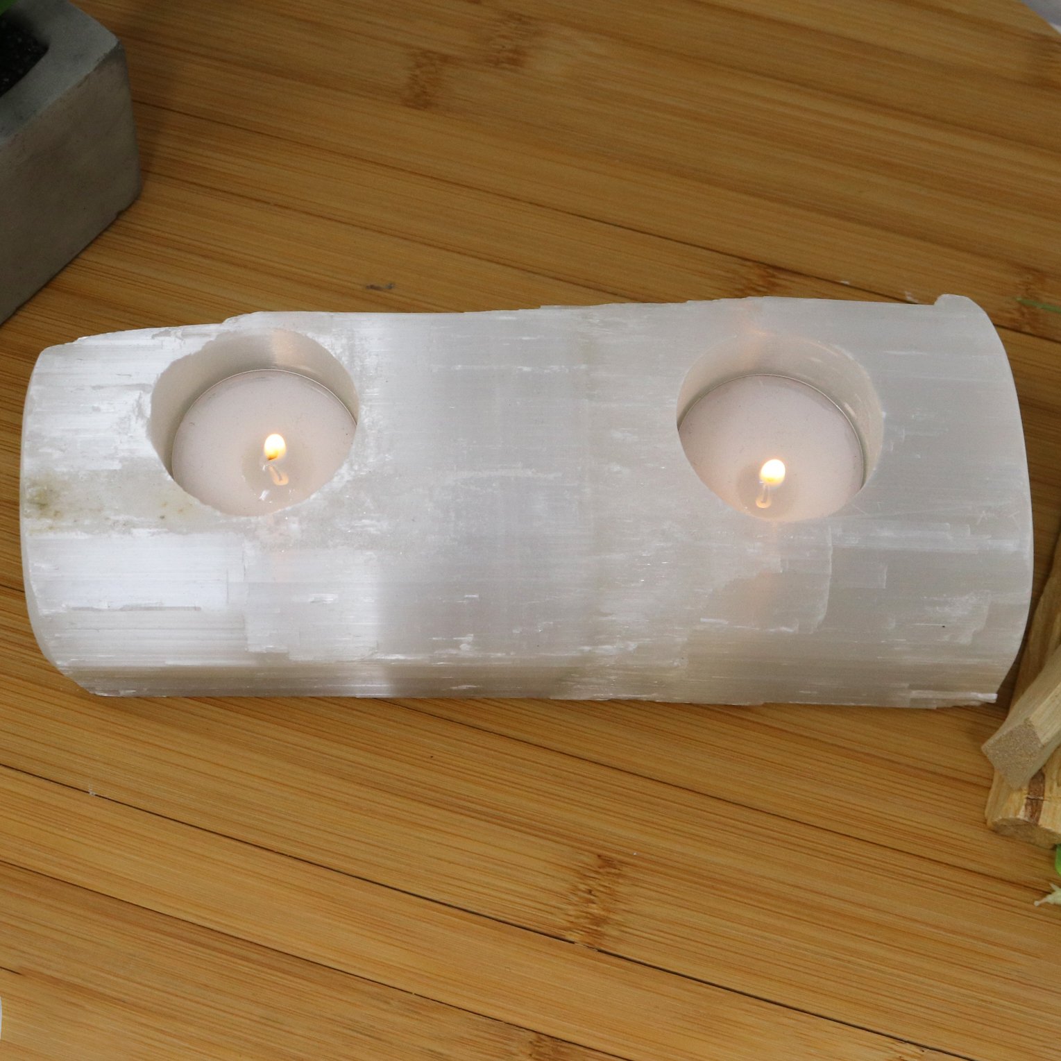 Selenite Candle Holder - Double from Morocco