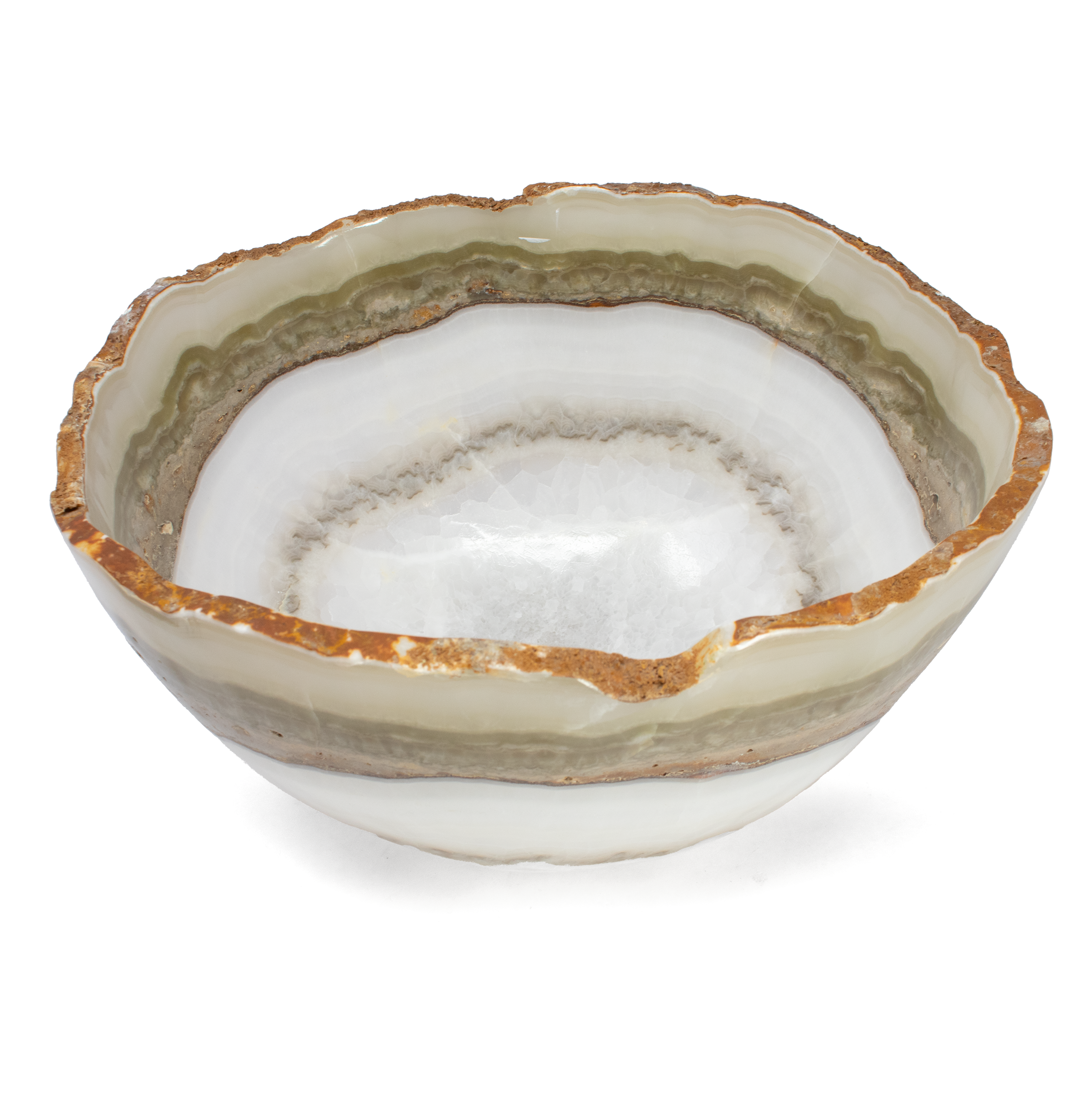 Olive & Ice White Onyx Vessel