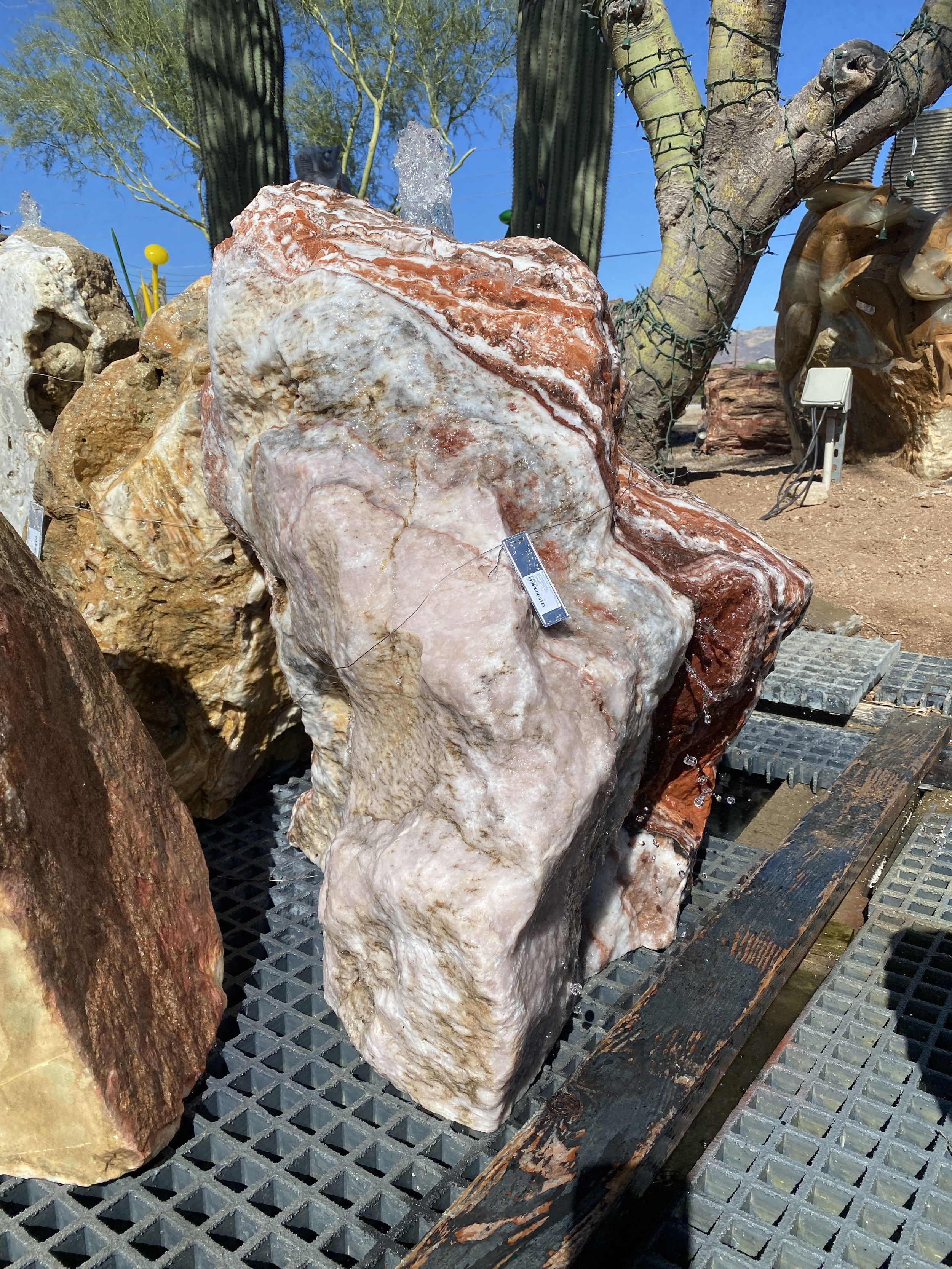 Rosa Onyx Boulder Fountain - High Colorful Banding