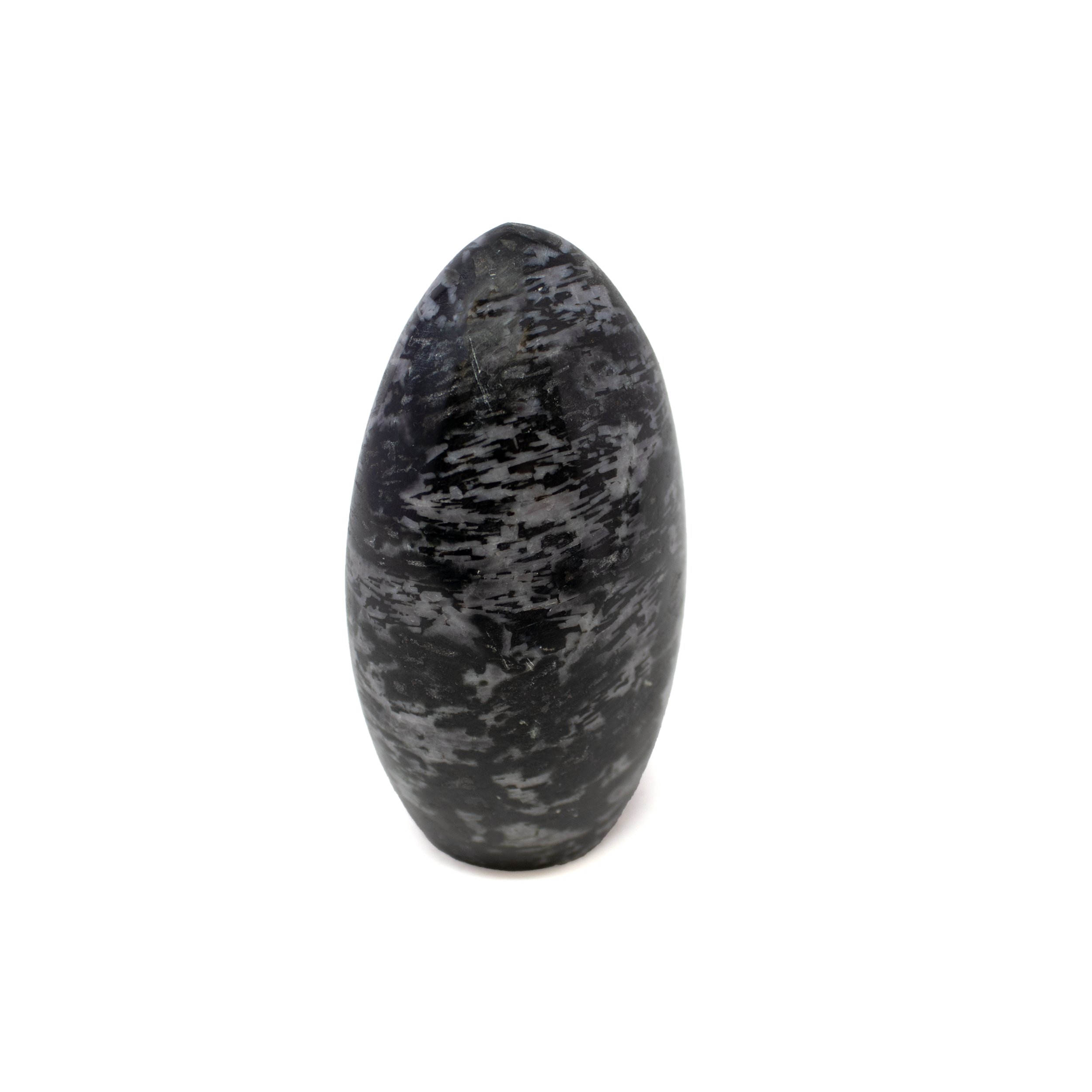 Discover the enchanting allure of our Indigo Gabbro Freeform Polished Cut Base, also known as Merlinite. Hand-selected and expertly polished, each unique mineral specimen reveals a stunning interplay of deep indigo, black, and silvery-grey patterns. The freeform design showcases the natural beauty and striking contrast within the stone, while the stable cut base ensures it stands elegantly on any surface. Revered for its grounding and intuitive energies, Indigo Gabbro is perfect for meditation spaces, home décor, or as a one-of-a-kind gift for mineral enthusiasts. Indigo Gabbro Freeform Polished Cut Base aka Merlinite