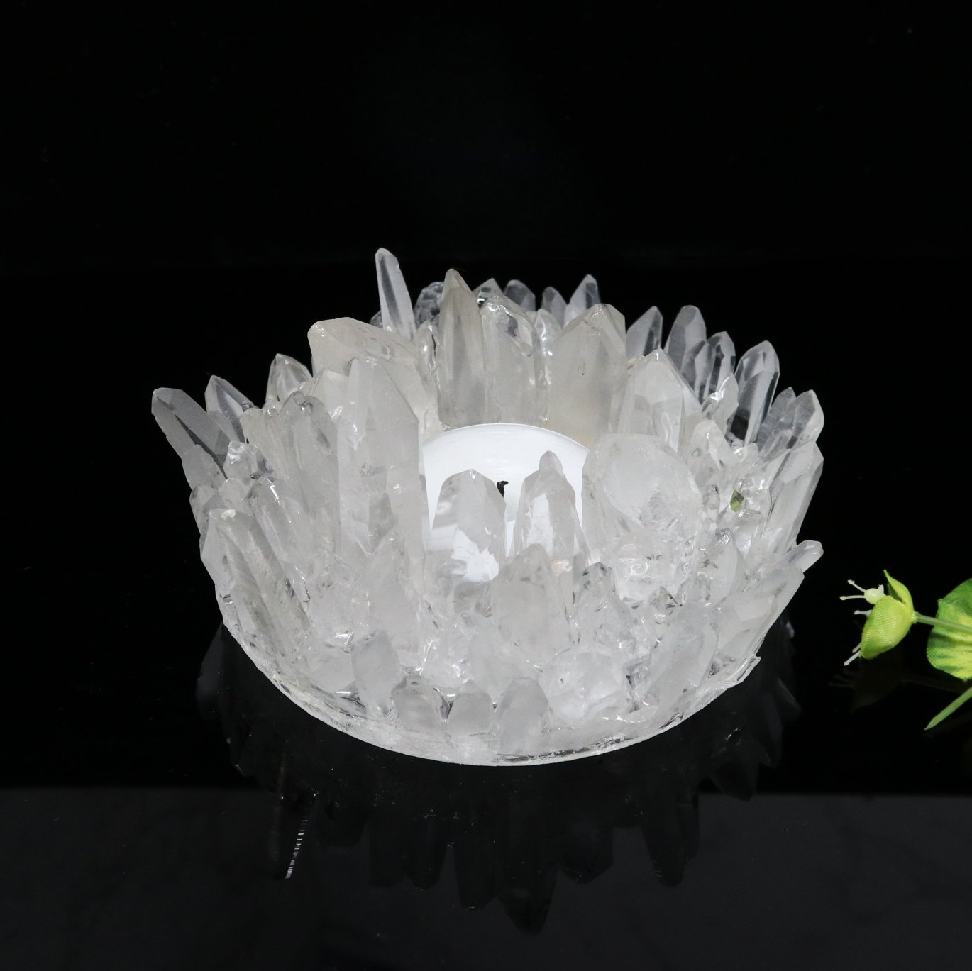 Lemurian Quartz Crystal Point Candle Holder #37