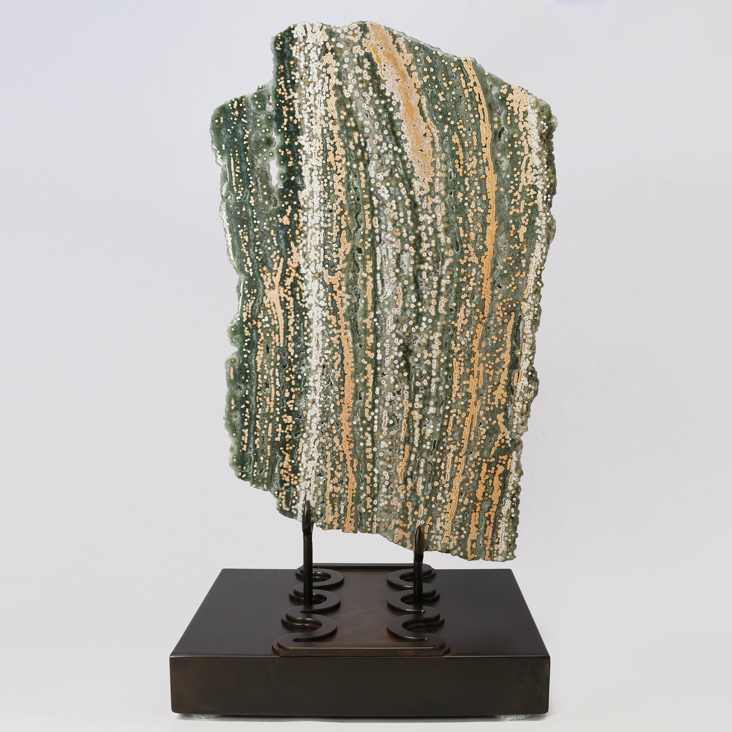 A++ Quality Ocean Jasper Slice on Custom Stand from Madagascar