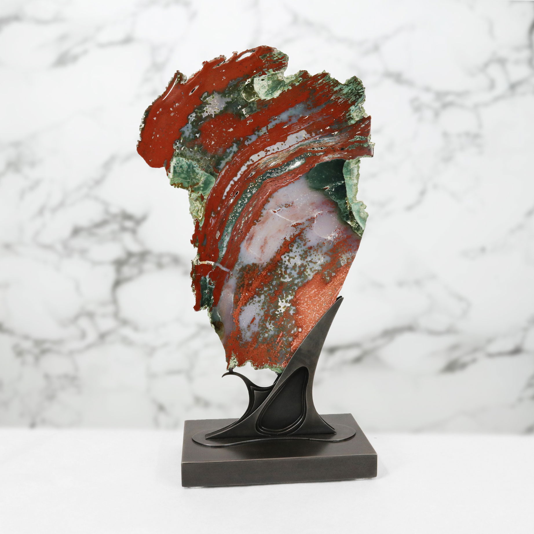 A++ Quality Ocean Jasper Slice on Custom Stand from Madagascar