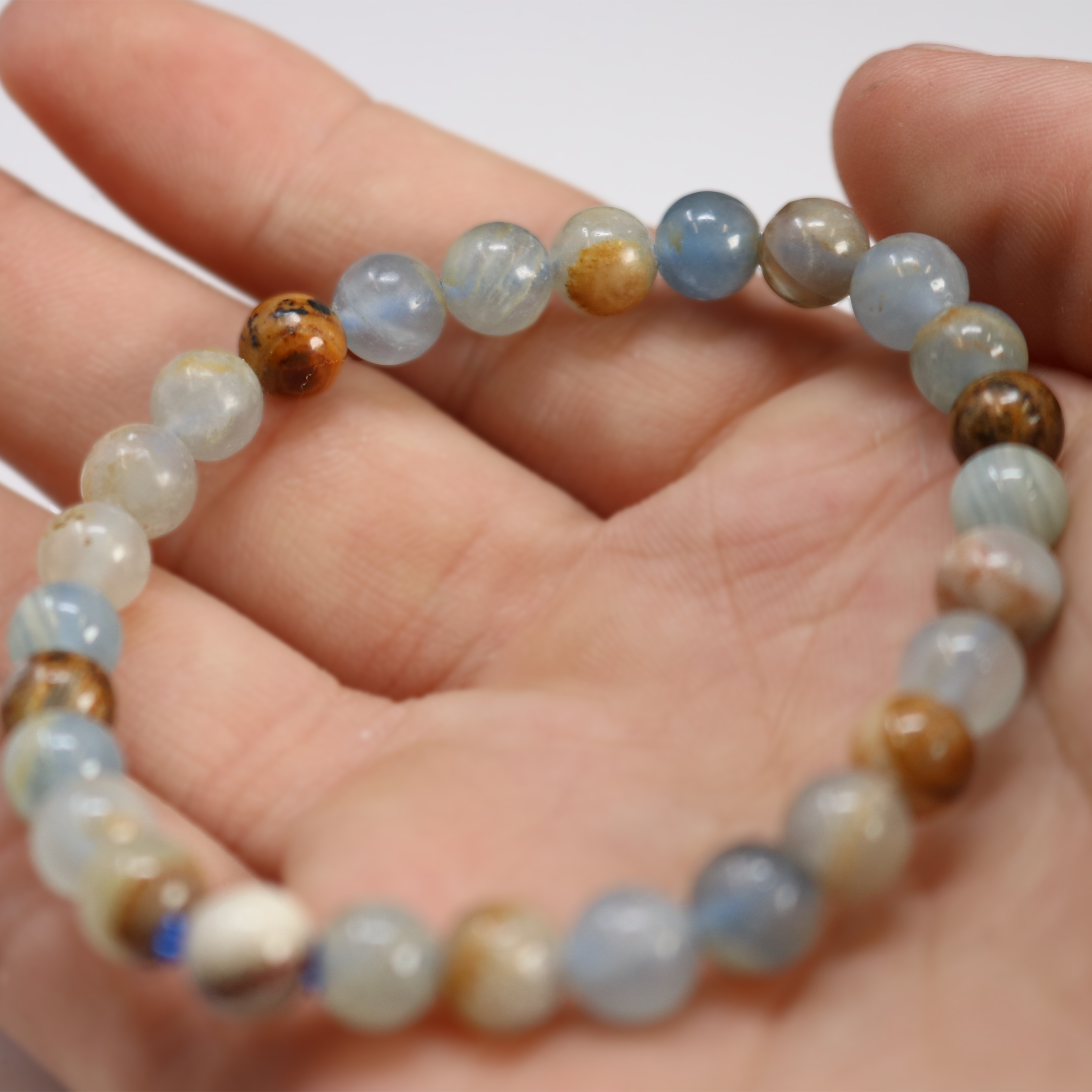 Blue Calcite Beaded Bracelet - 7mm