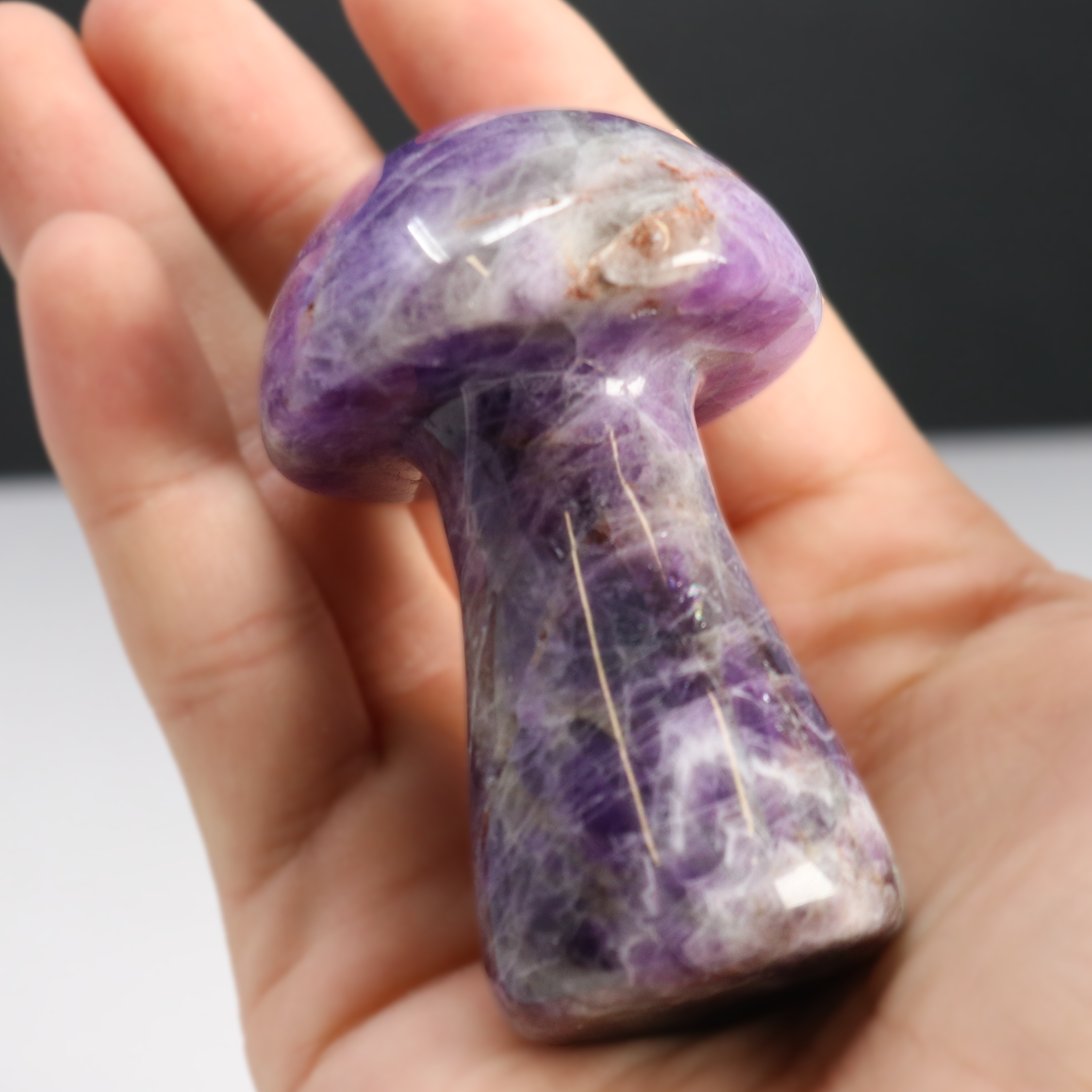 Chevron Amethyst Mushroom Carving