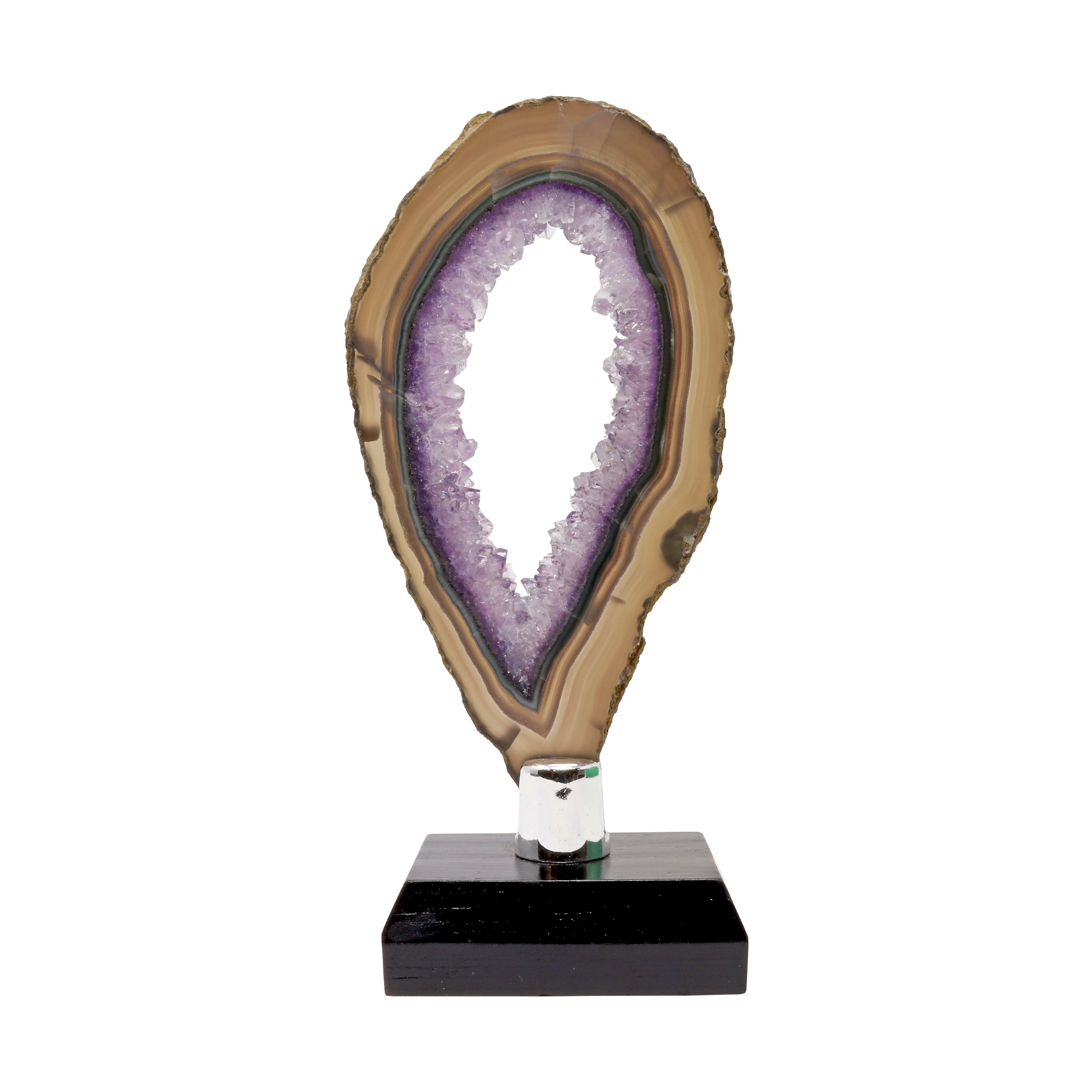 Agate Slice -Amethyst With Void Center Brown & Green Exterior