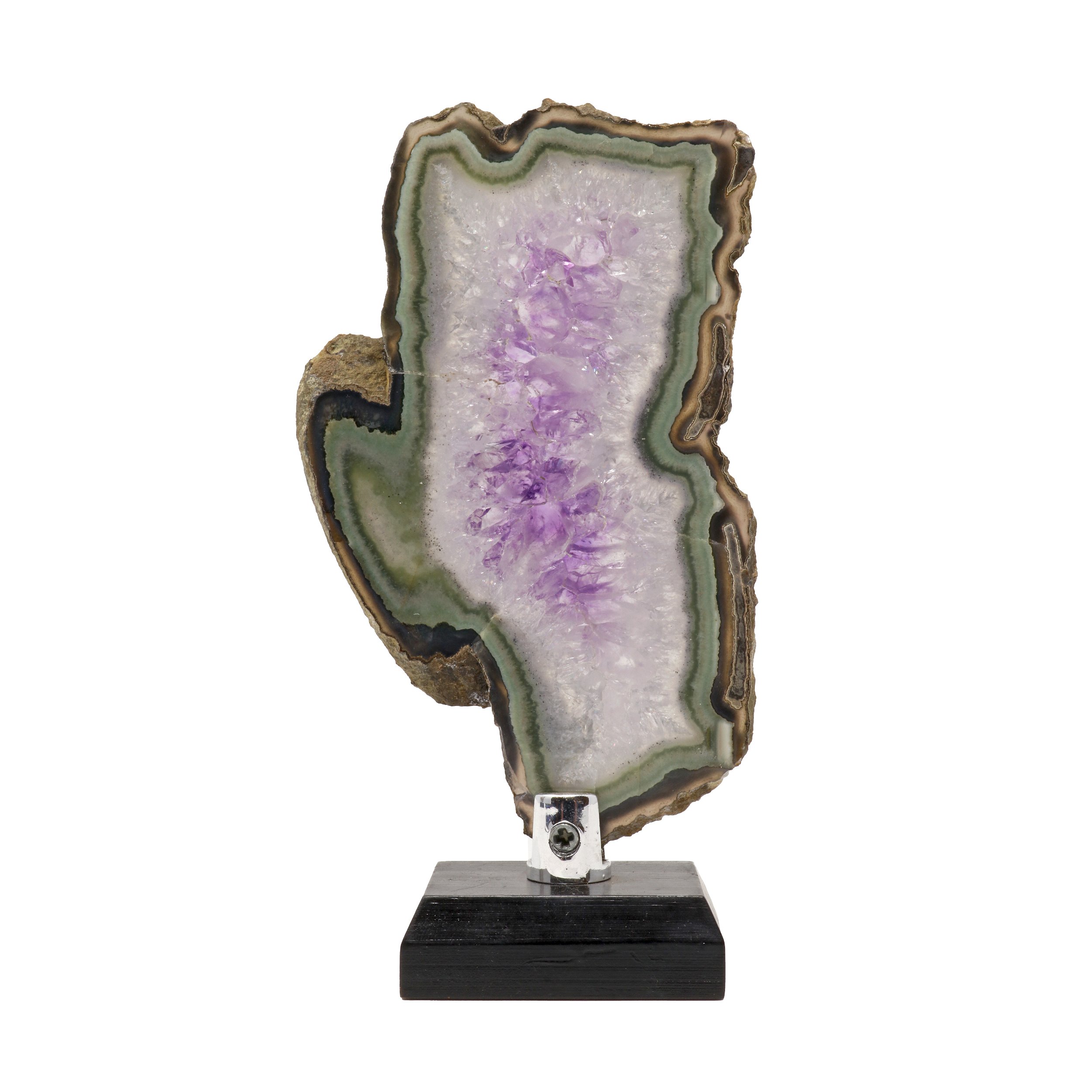 Agate Slice -Amethyst Quartz With Green & Brown Accents