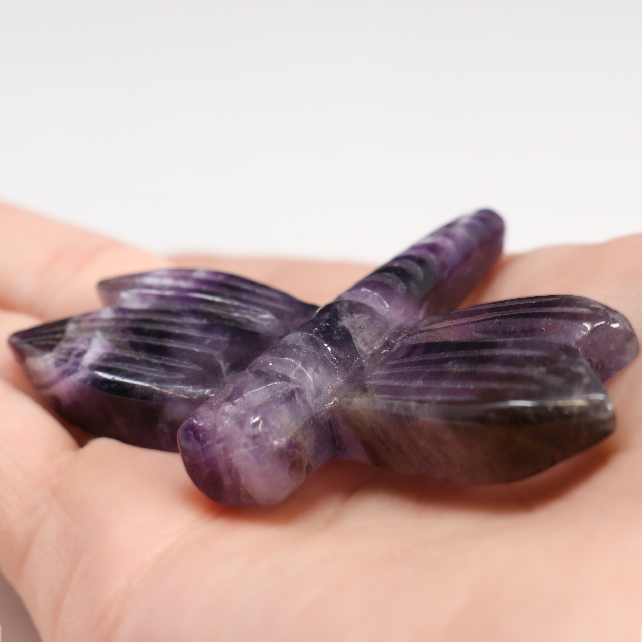 Chevron Amethyst Dragonfly Carving