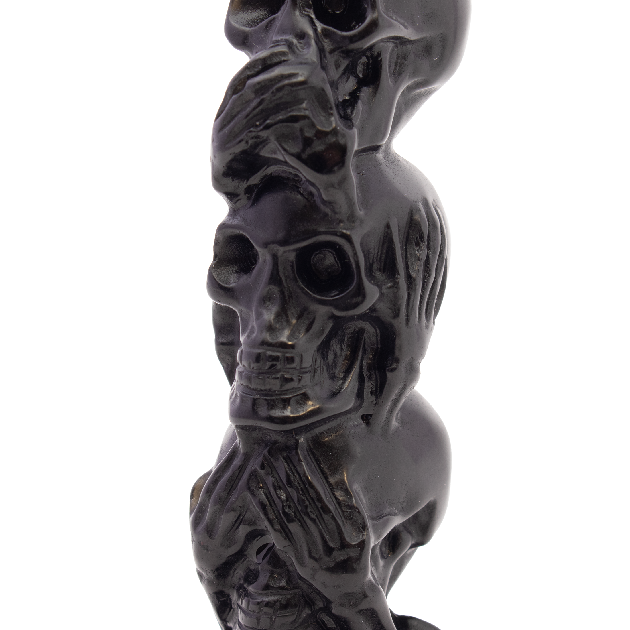 Black Obsidian Skulls Carving - Hear No Evil, See No Evil, Speak No Evil 3 in 1