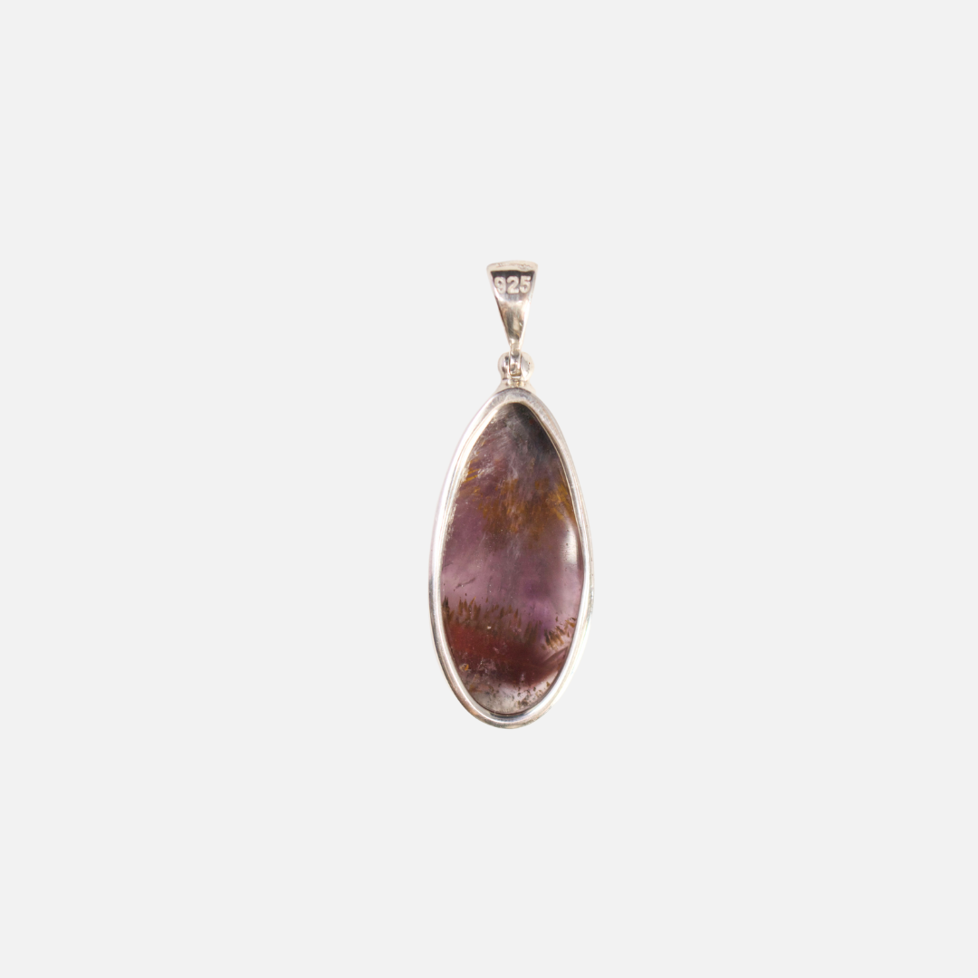 Auralite 23 Pendant - Simple Bezel Set Freeform with Strong Cacoxanite Inclusions