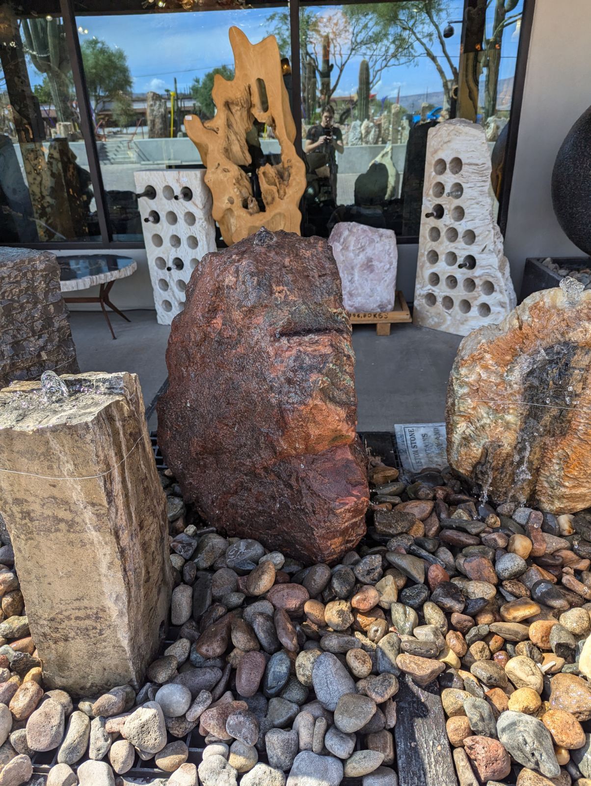 The Moonlight Mine Arizona Copper Ore Boulder Fountain brings tranquility and aesthetic appeal to your yard, garden, or patio. Crafted from copper ore boulders, it creates a soothing ambiance while enhancing the visual charm of your outdoor space. Let Rare Earth Gallery’s white-glove service make your fountain dreams come true—simply choose your fountain, tell us where it goes, and we’ll handle the rest, from delivery to installation. IMPORTANT: the purchase price listed is for the FOUNTAIN ONLY and DOES NOT INCLUDE the cost of a basin, pump, parts or installation. Before purchasing a fountain online, we STRONGLY recommend you call us at (480) 575-4360 for a FREE consultation to discuss these additional costs and schedule a pre-site inspection. Also, free shipping does NOT apply to fountains, please call for a quote. Moonlight Mine Arizona Copper Ore Boulder Fountain - Tapered