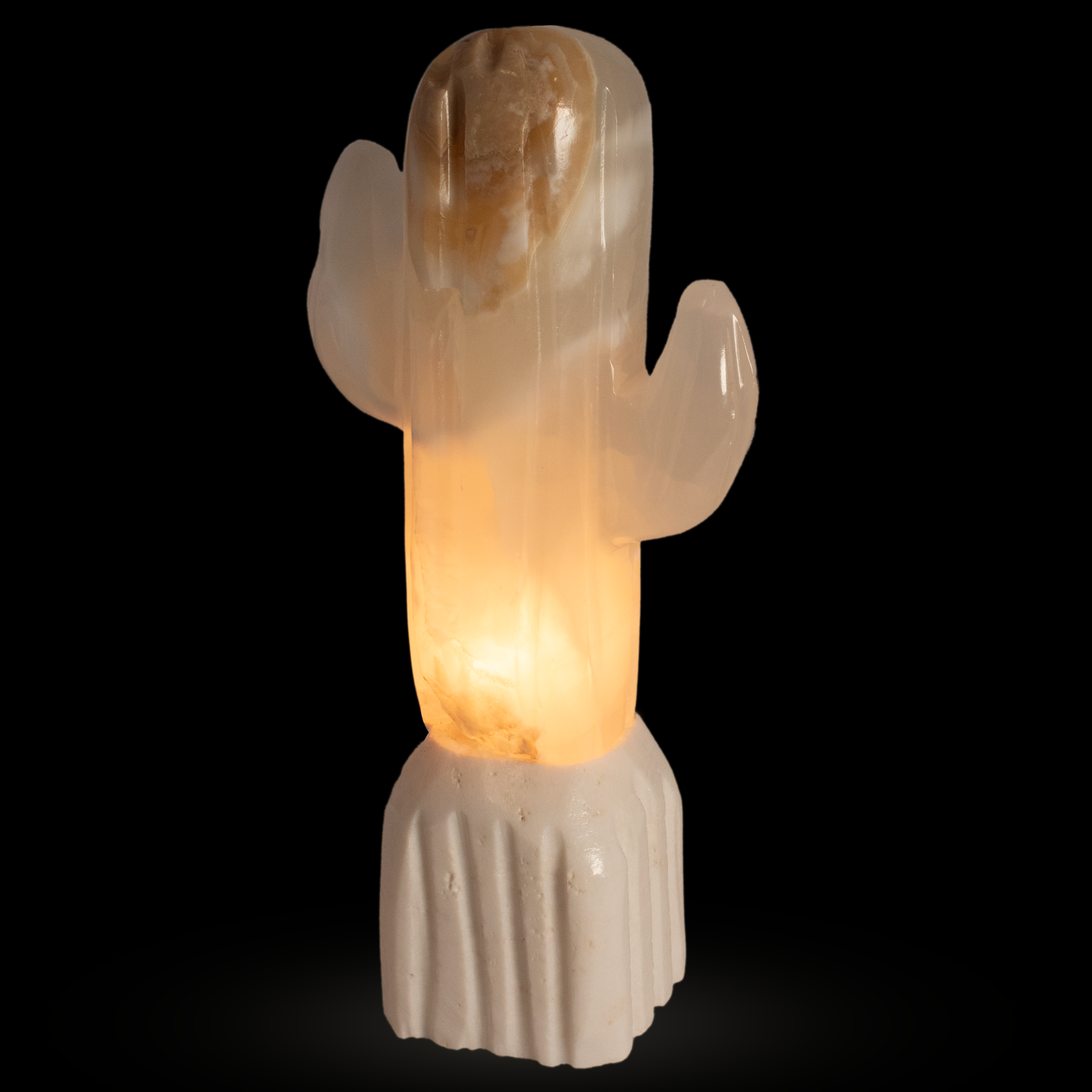 Pearlescent Onyx Cactus Sculpture Luminary