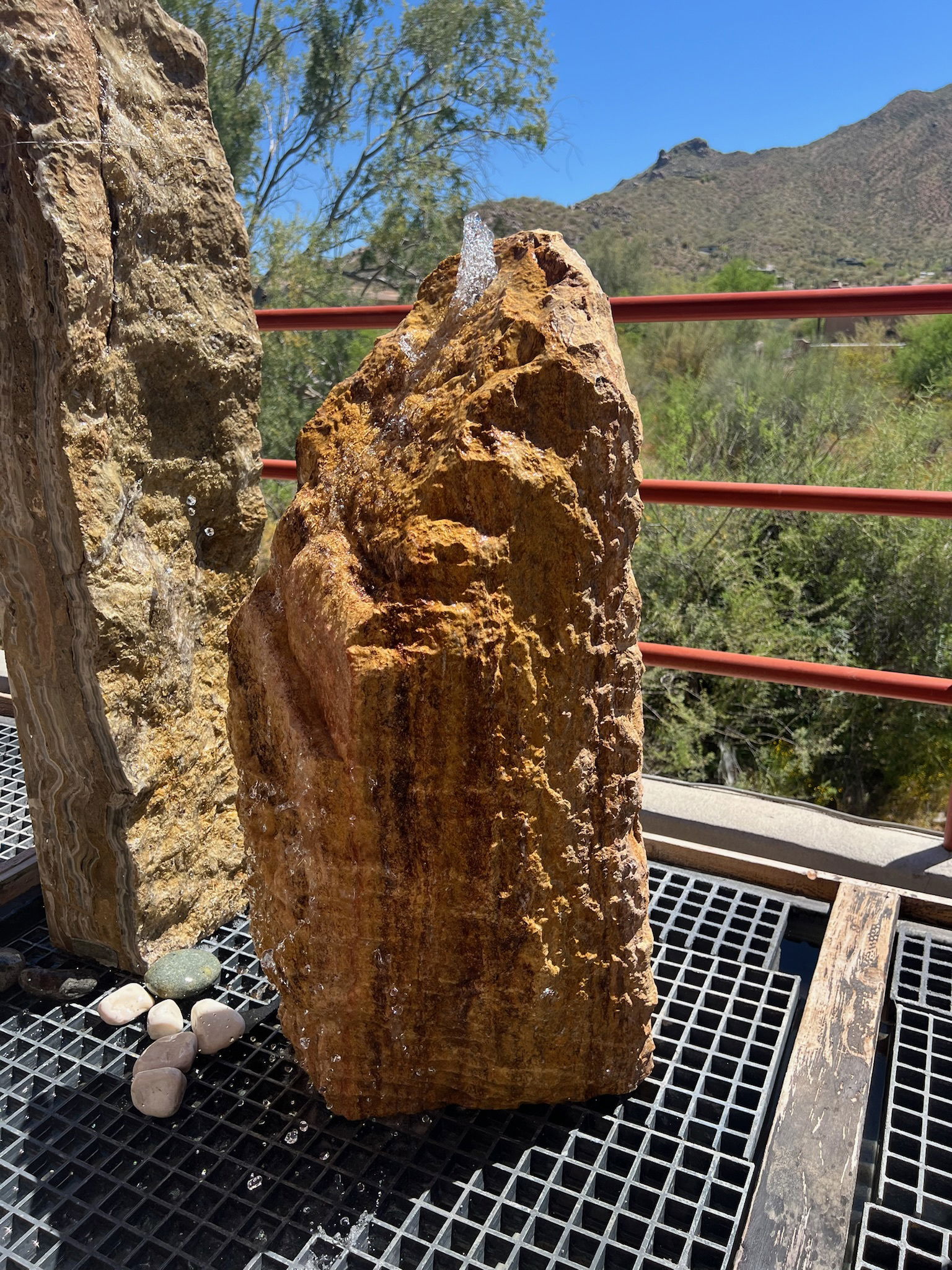 Red Travertine Onyx Fountain - Corner Cut