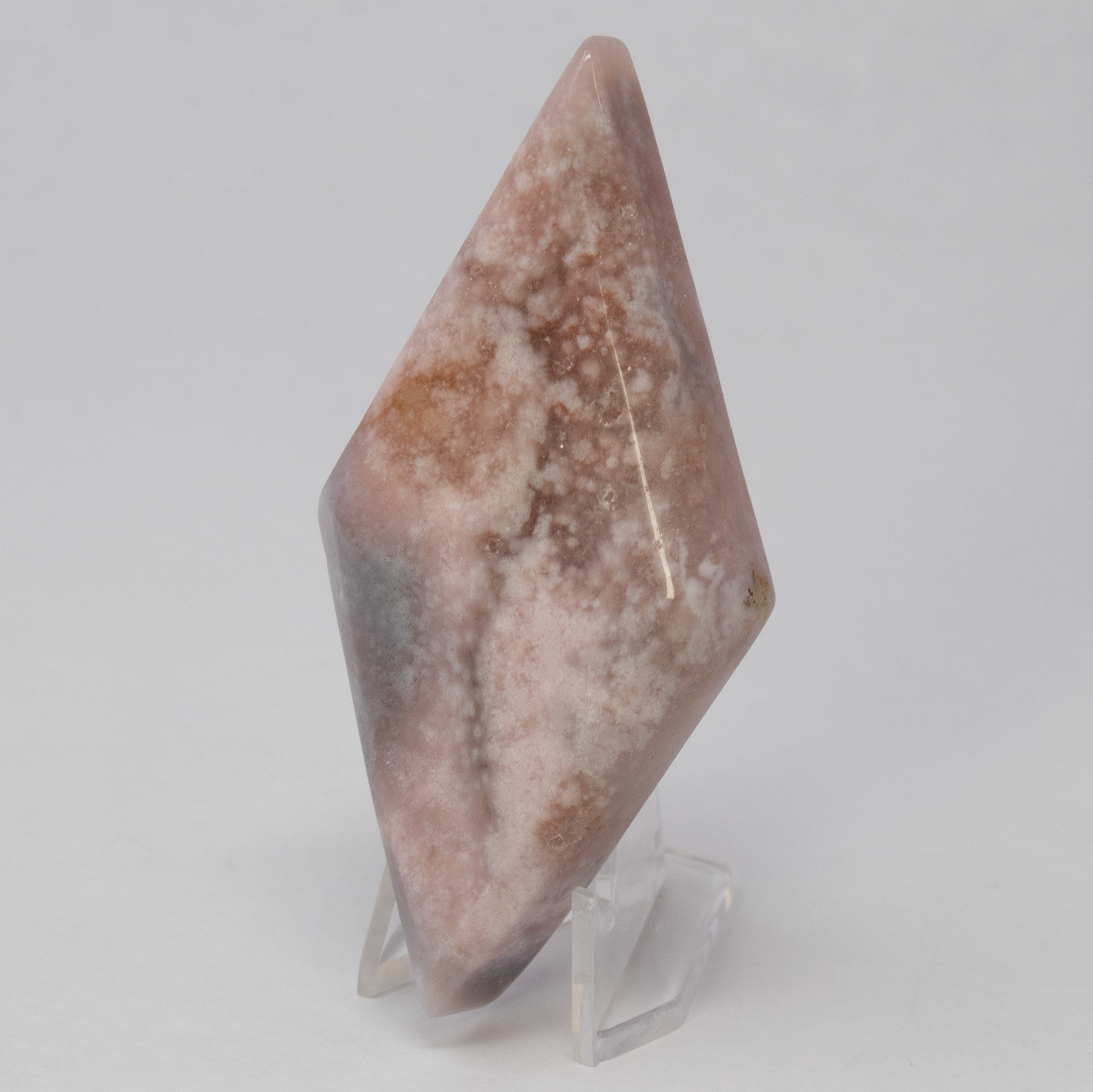 Flower Agate Diamond Shape with Metal Stand