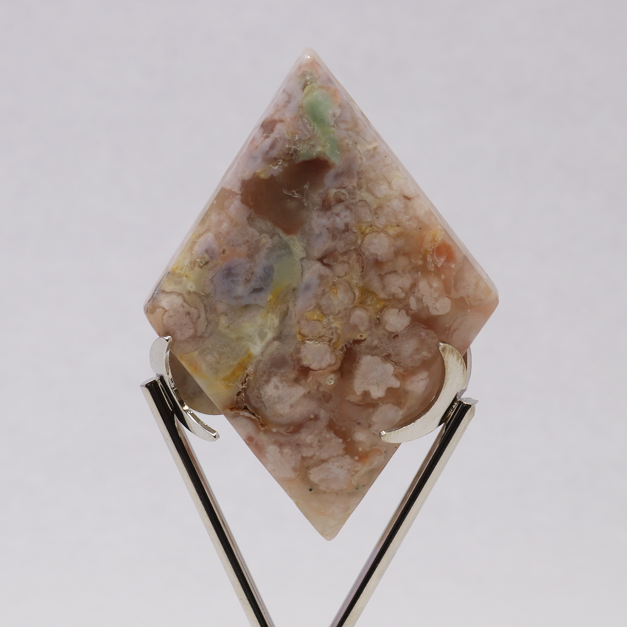 Flower Agate Diamond Shape with Metal Stand