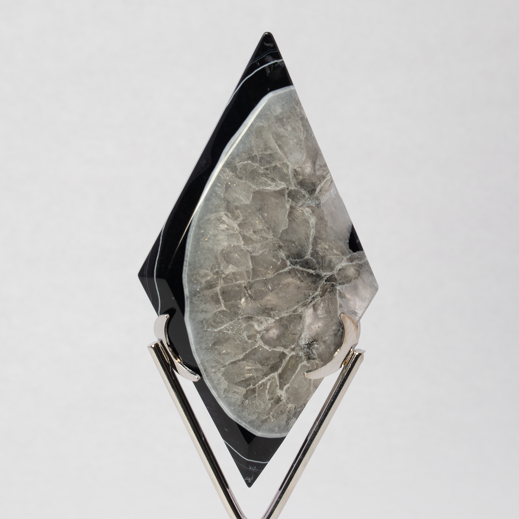 Sard Onyx Diamond Shape on Metal Stand