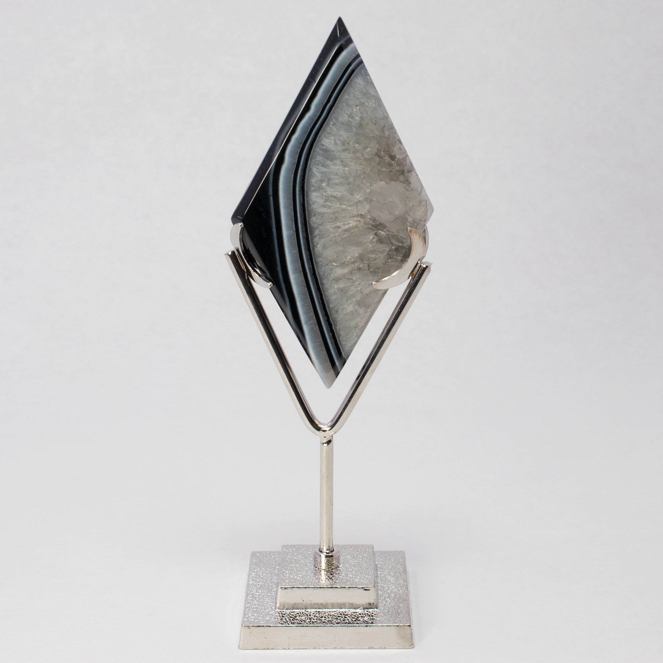 Sard Onyx Diamond Shape on Metal Stand