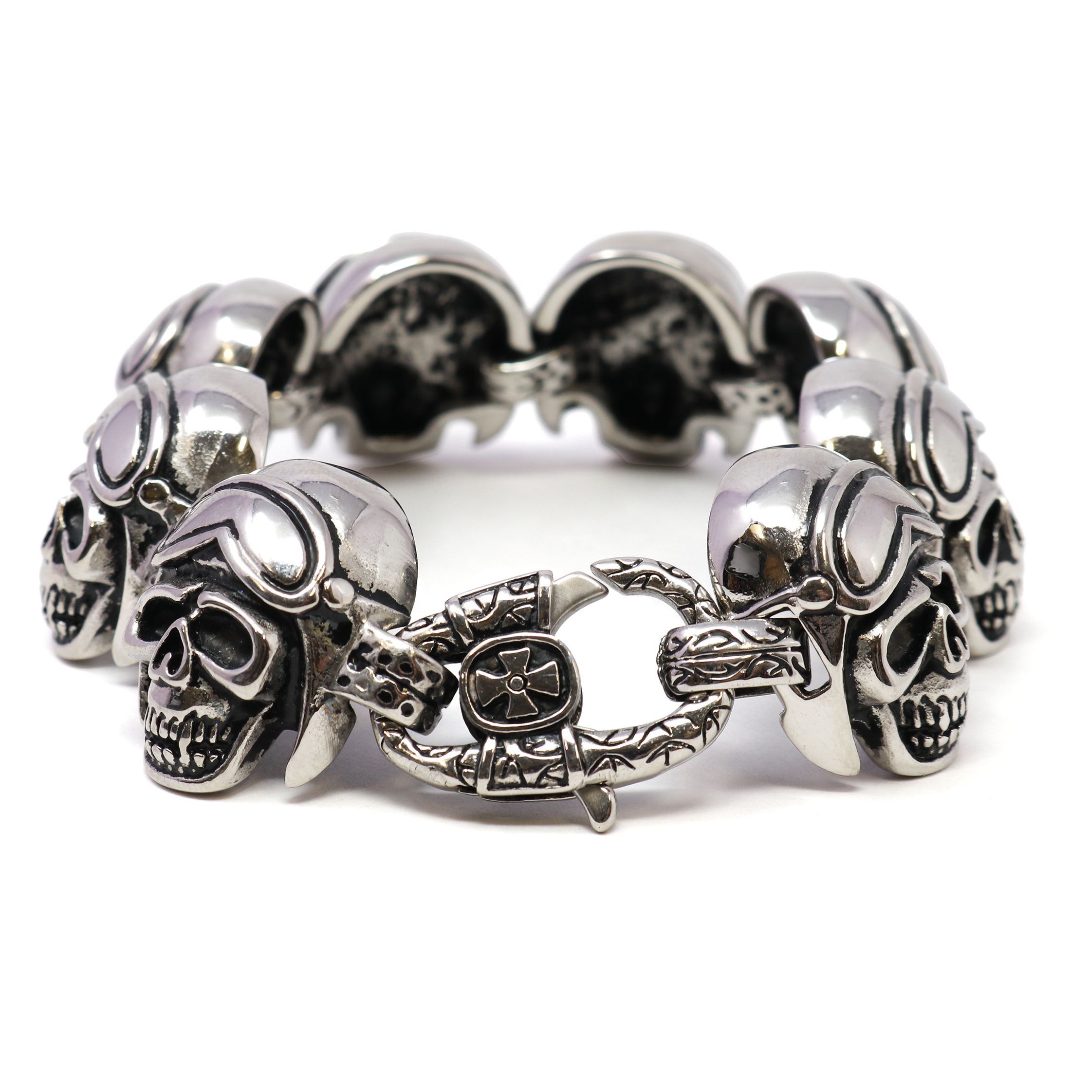 Stainless Steel Skull Bracelet -Airman Skulls